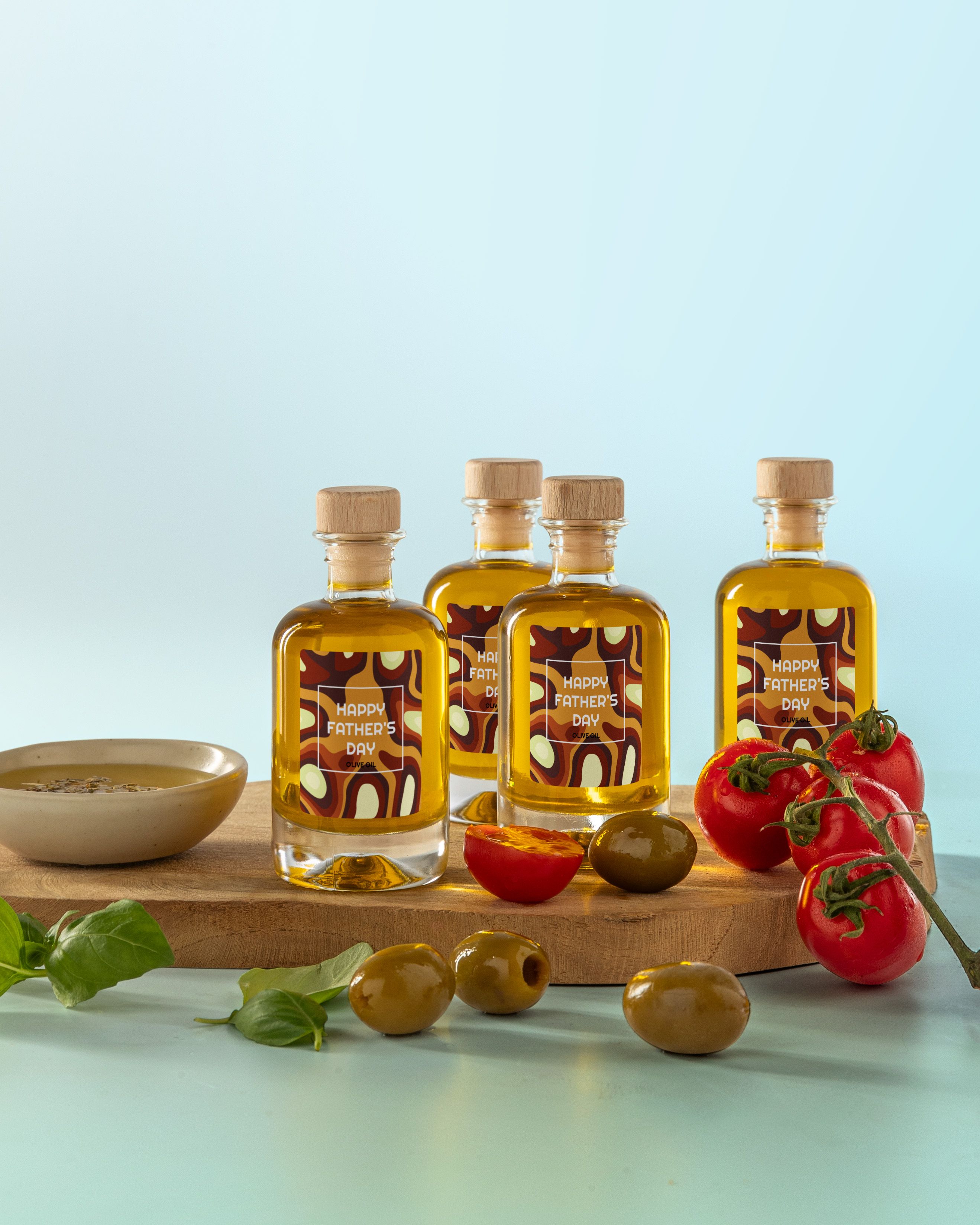 Gepersonaliseerd Mini Flesje Olijfolie als Vaderdag Cadeau