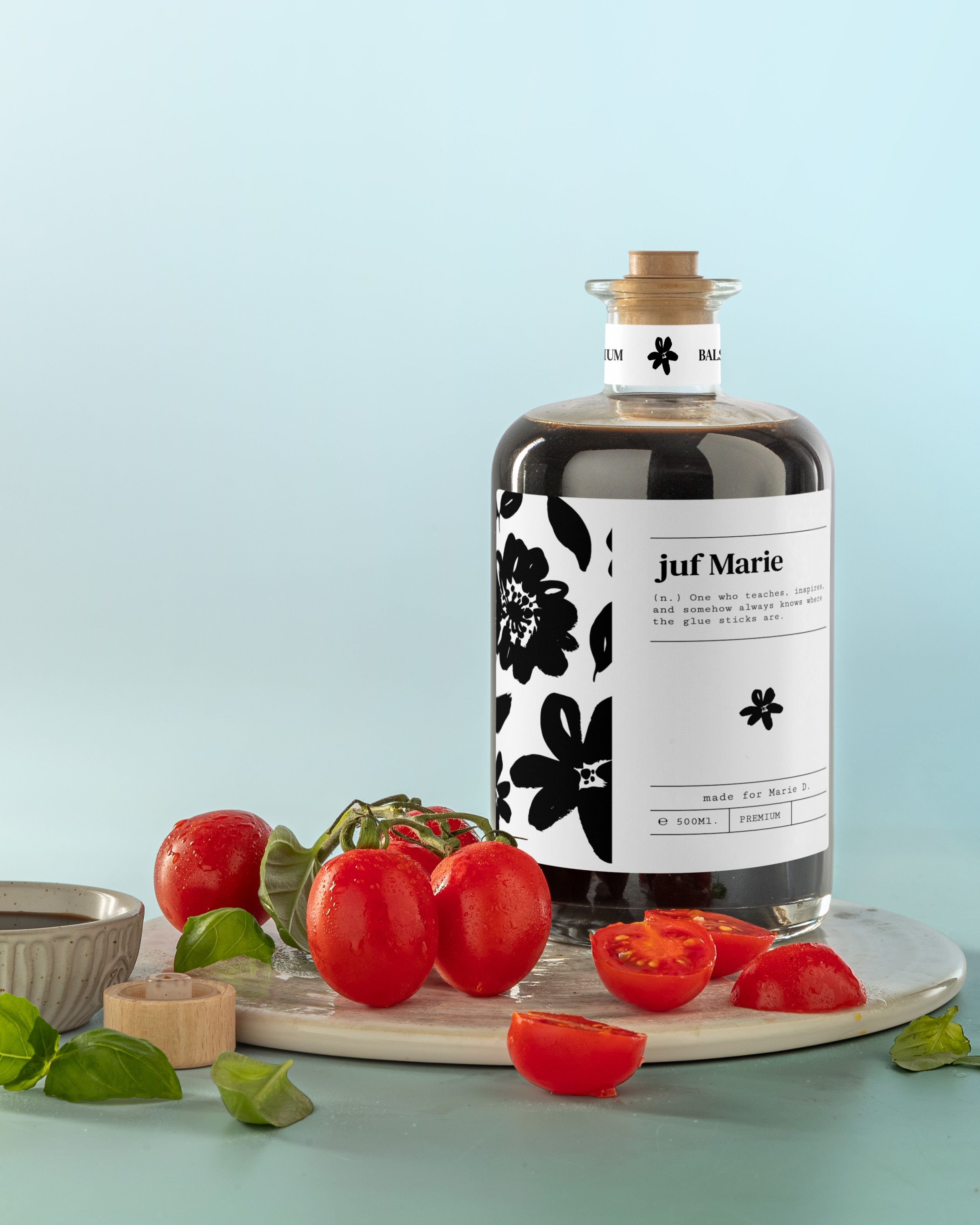Gepersonaliseerde Balsamico als Juf Bedankje