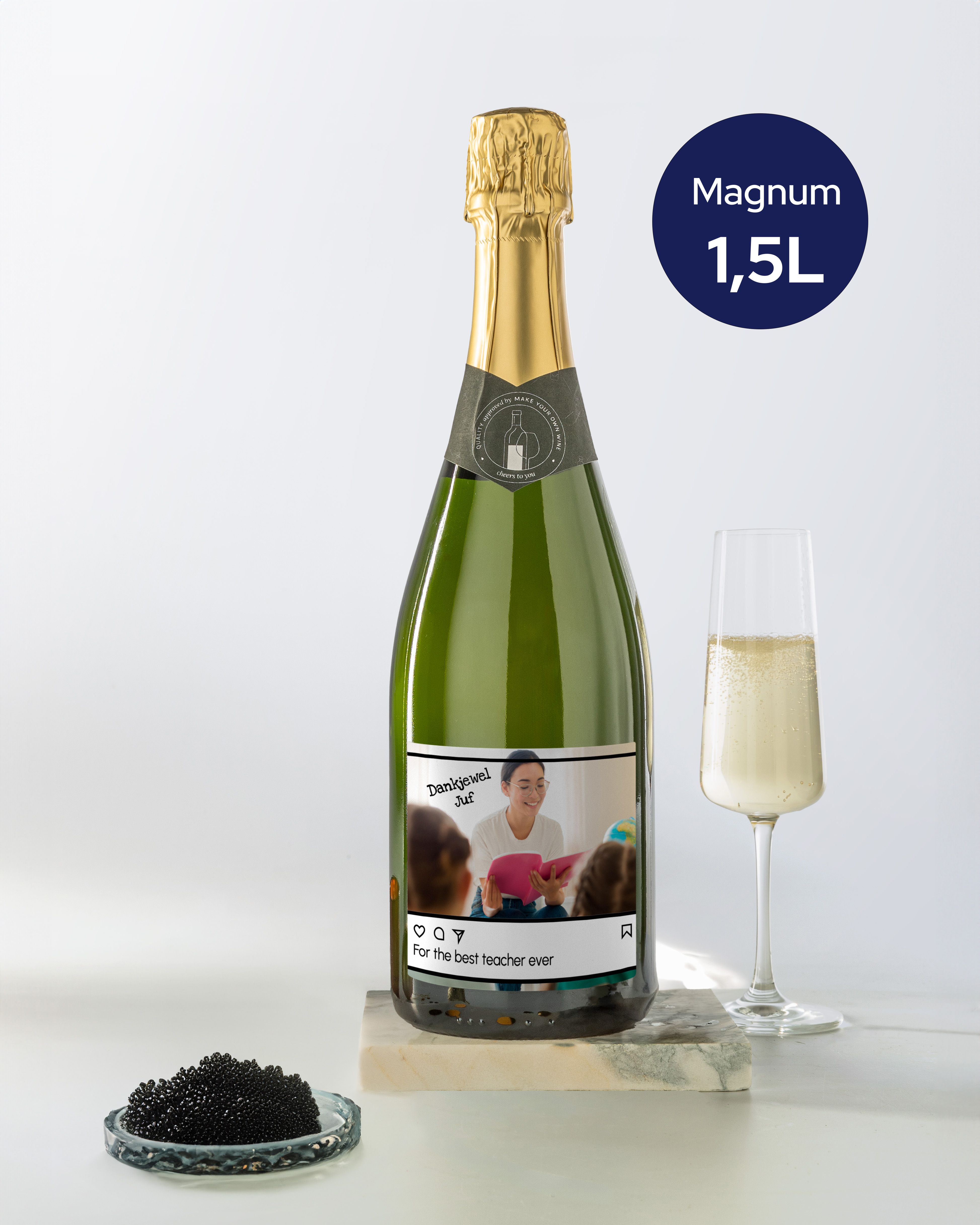 Gepersonaliseerde Champagne Magnum als Juf Bedankje