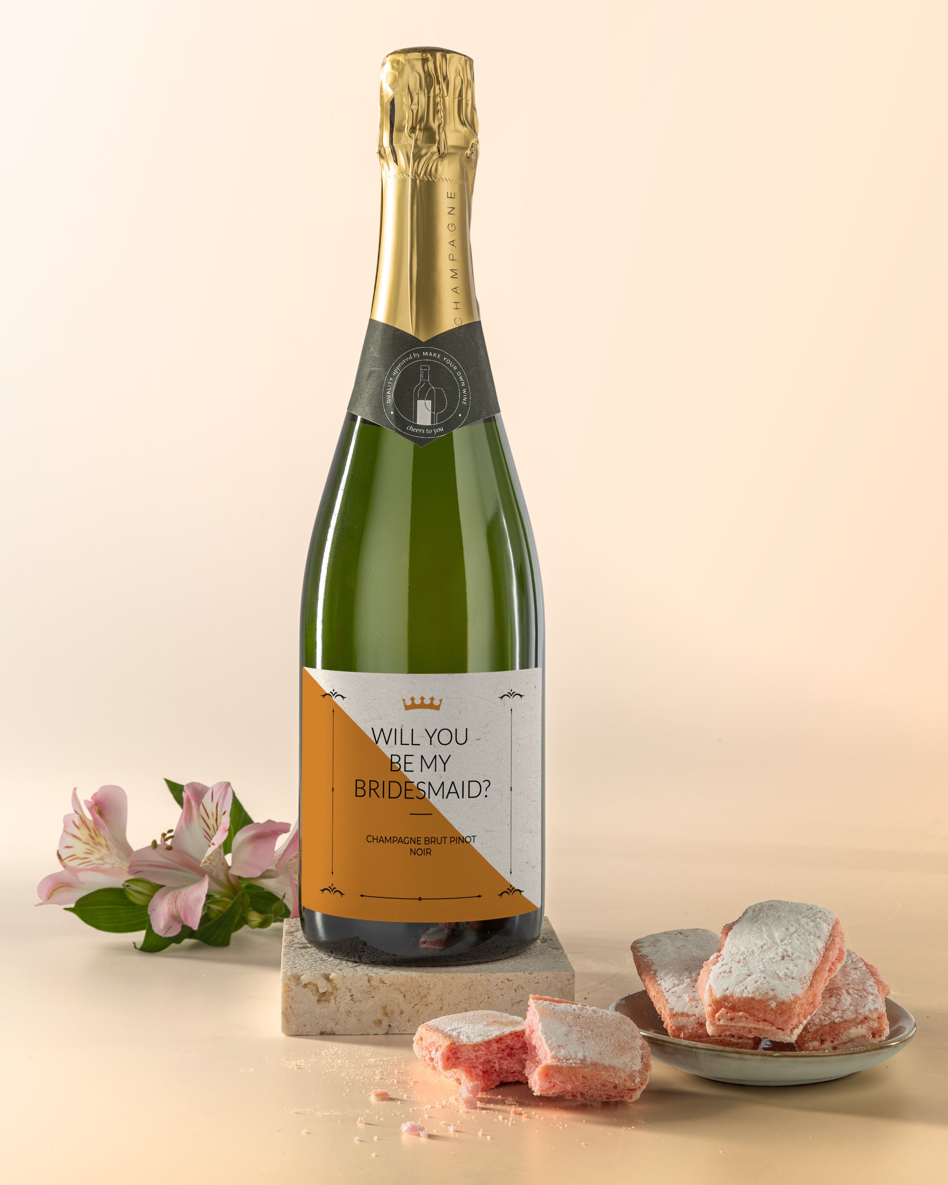 Gepersonaliseerde Champagne als Wil Je Mijn Getuige Zijn Cadeau