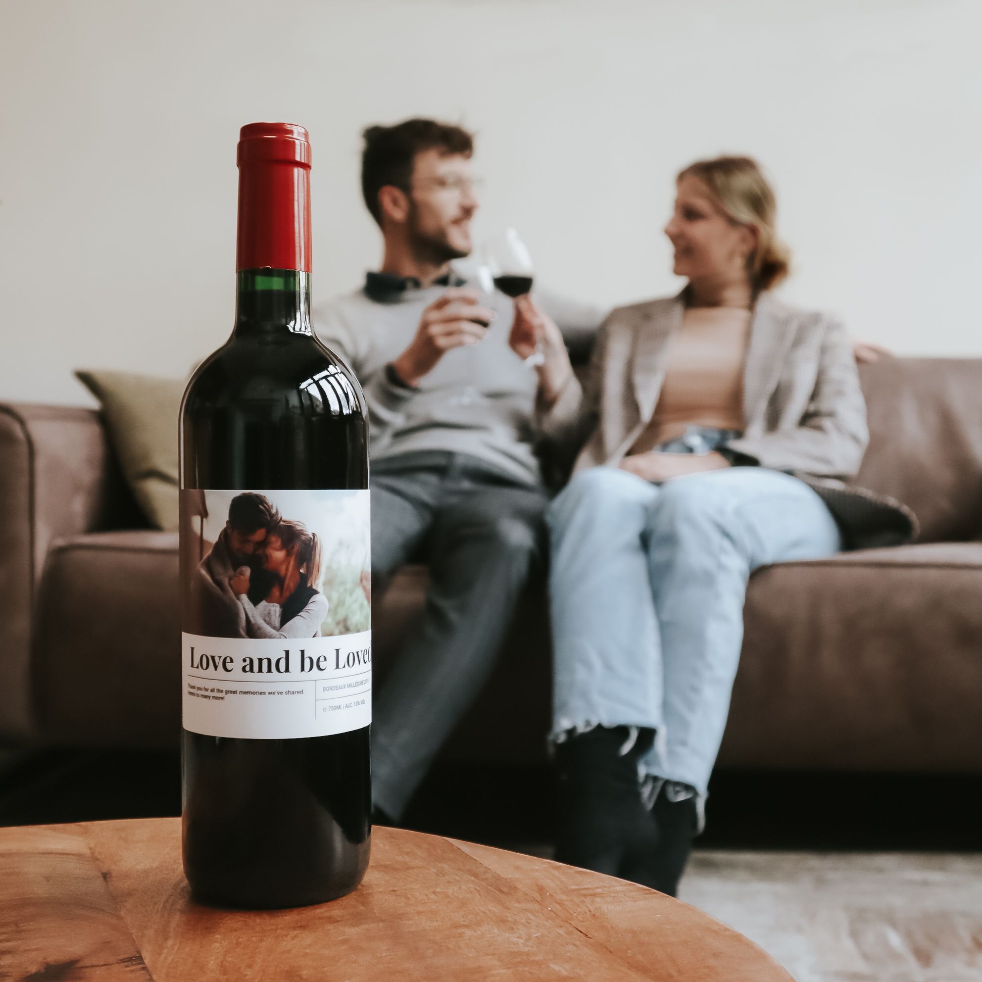 Gepersonaliseerde fles wijn collage