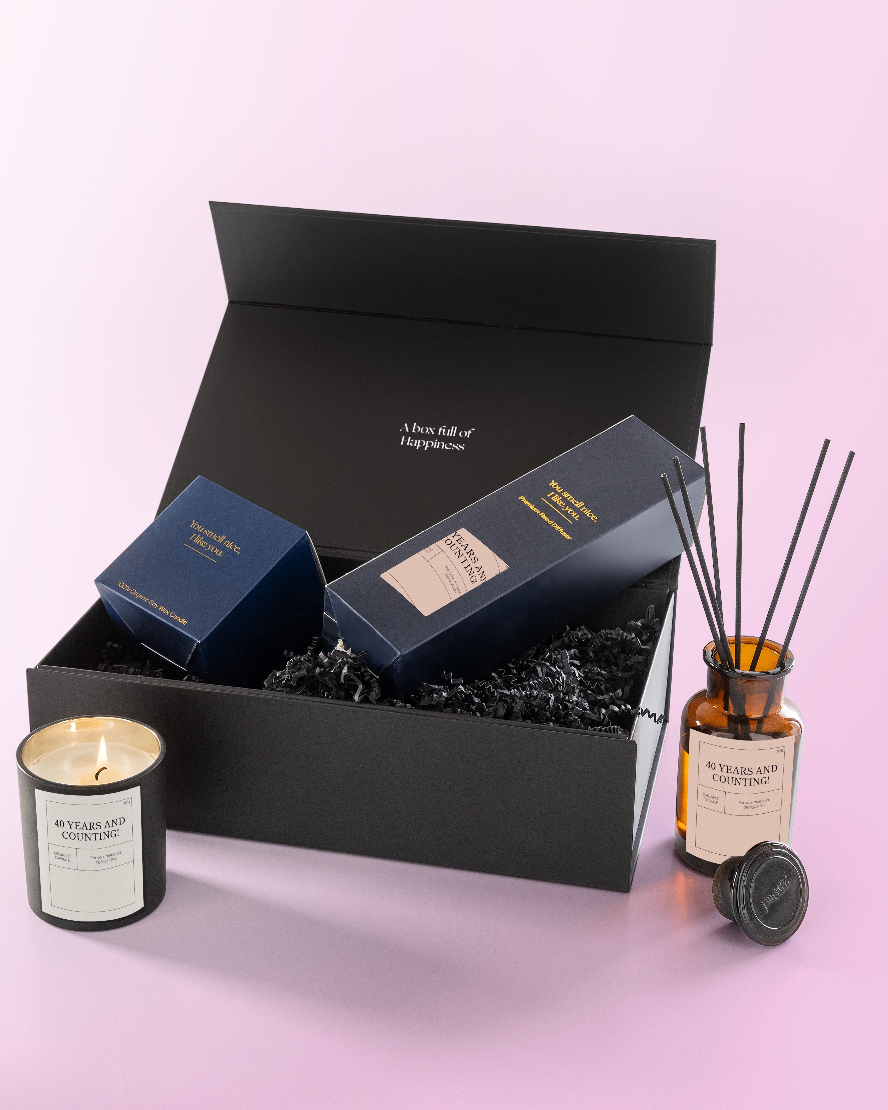 Gift Box Candle  Reed Diffuser Open