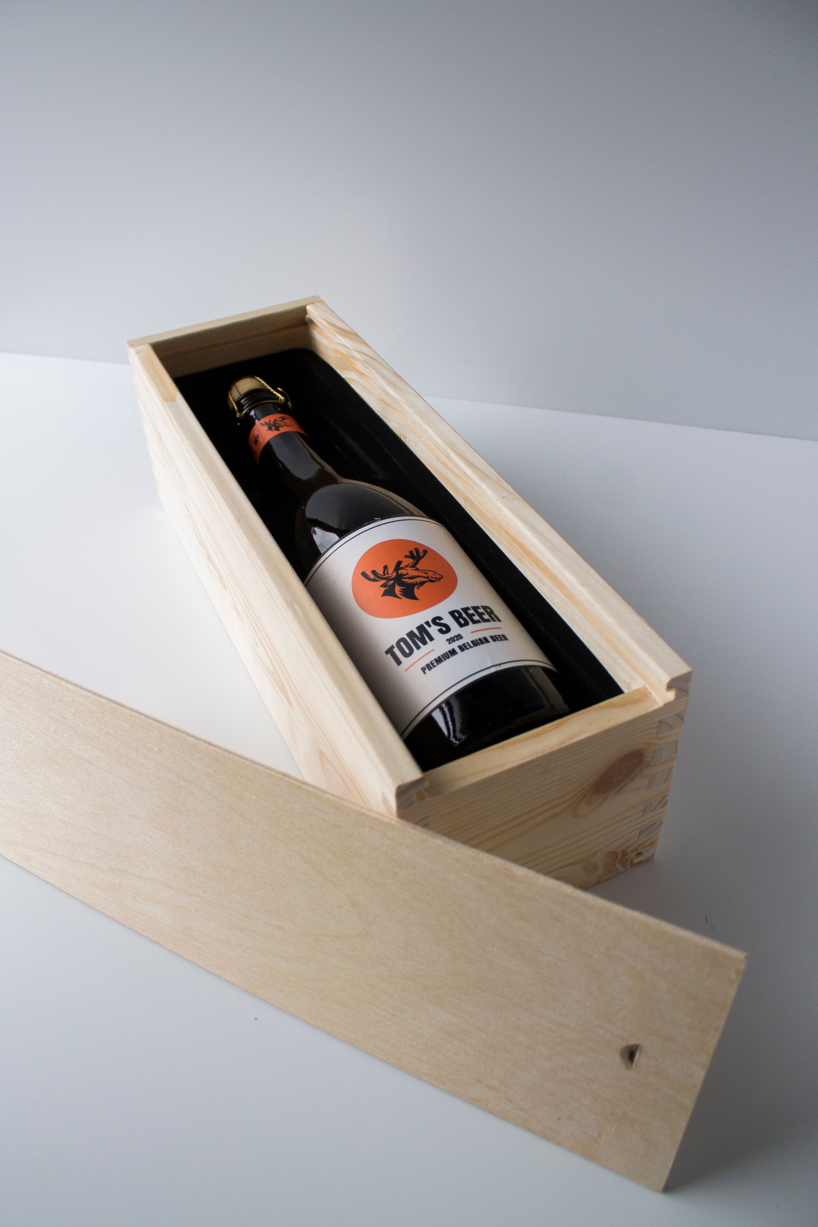 Houten kistje 1 fles