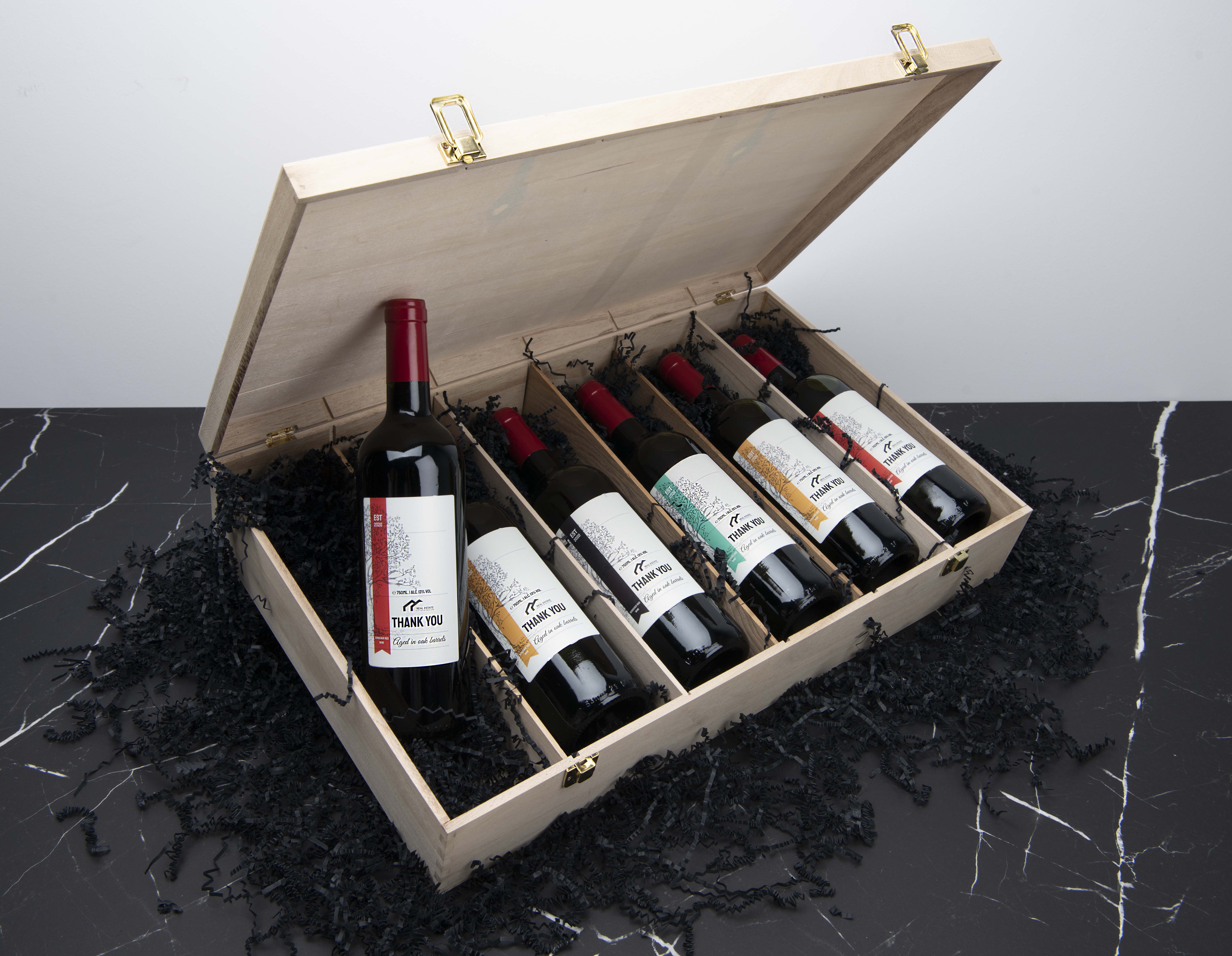 Luxe houten kist wijn