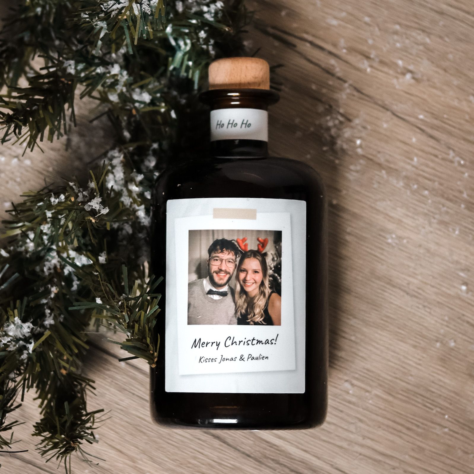 Personalised olive oil merry Christmas photo