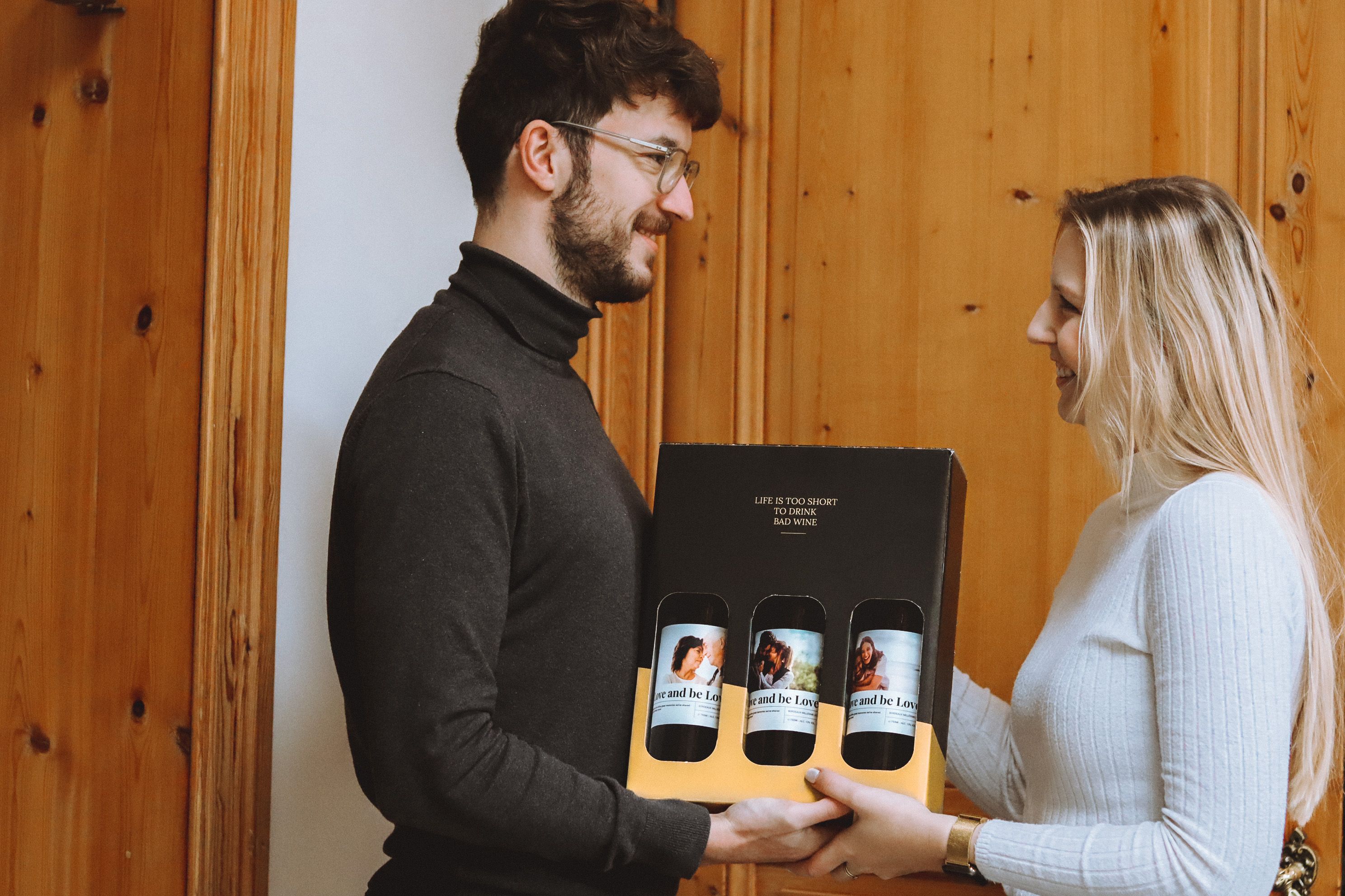 Personalised wine triobox Valentine