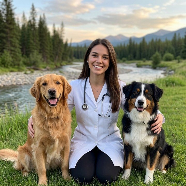 Voorbeeldfoto van een dokter met twee honden