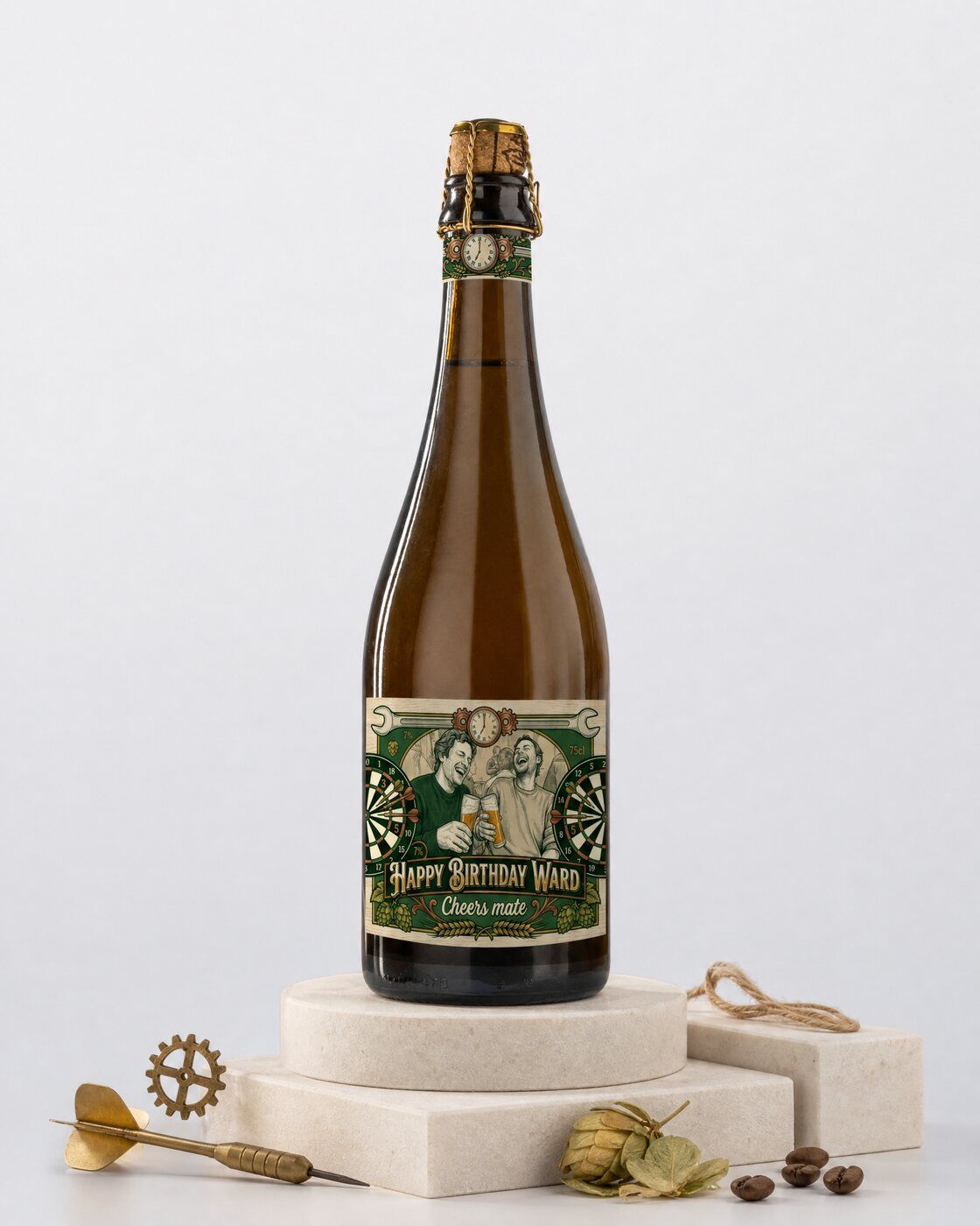 Personalised beer bottle with your own birthday photo on the label