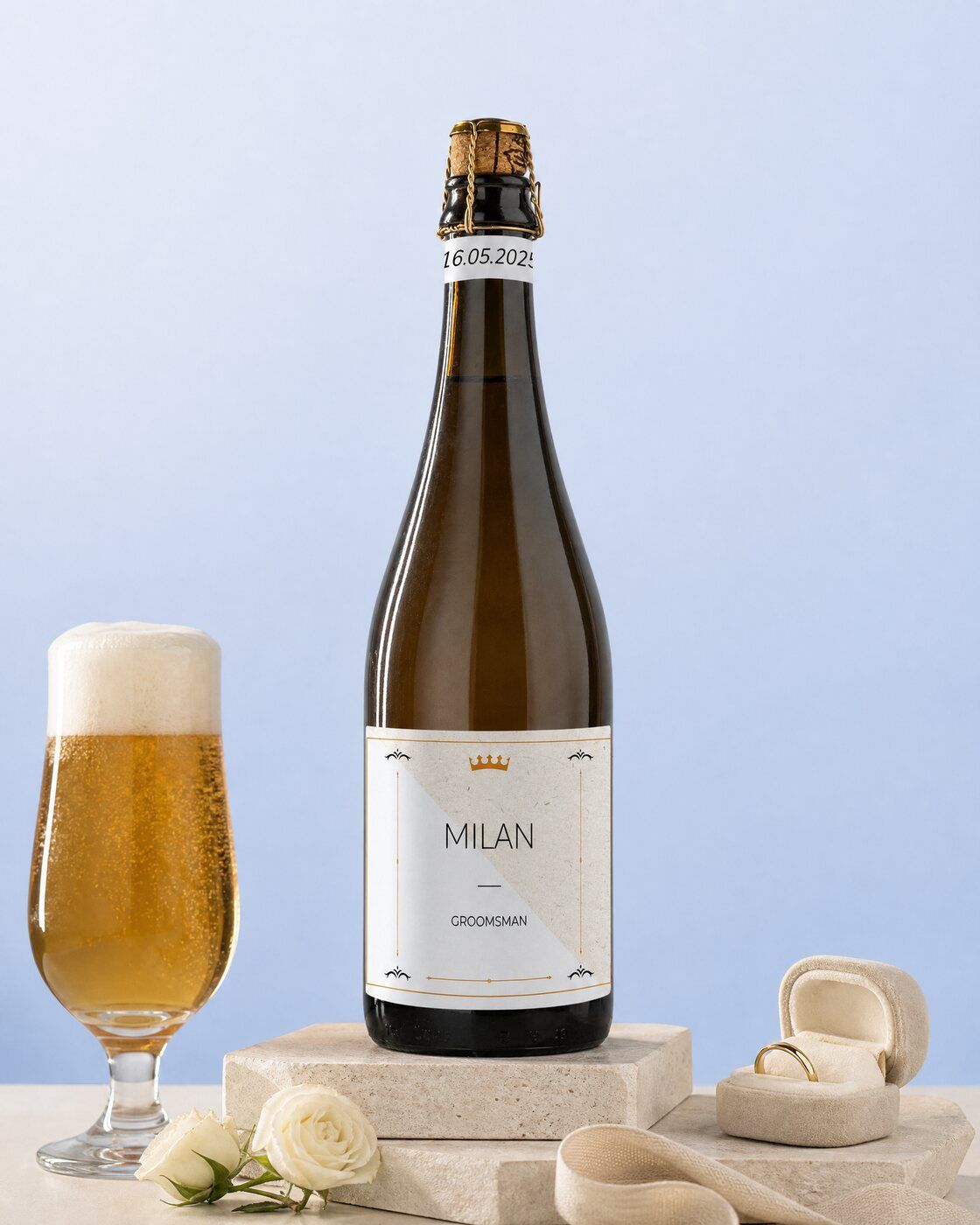 Personalised beer bottle to ask someone to be your groomsman