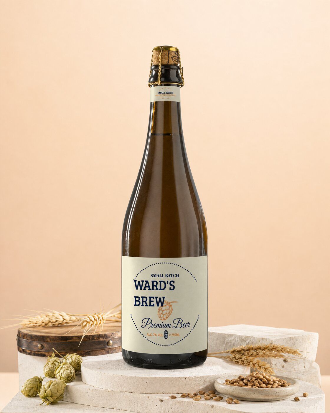 Personalised beer bottle with a classic premium beer label