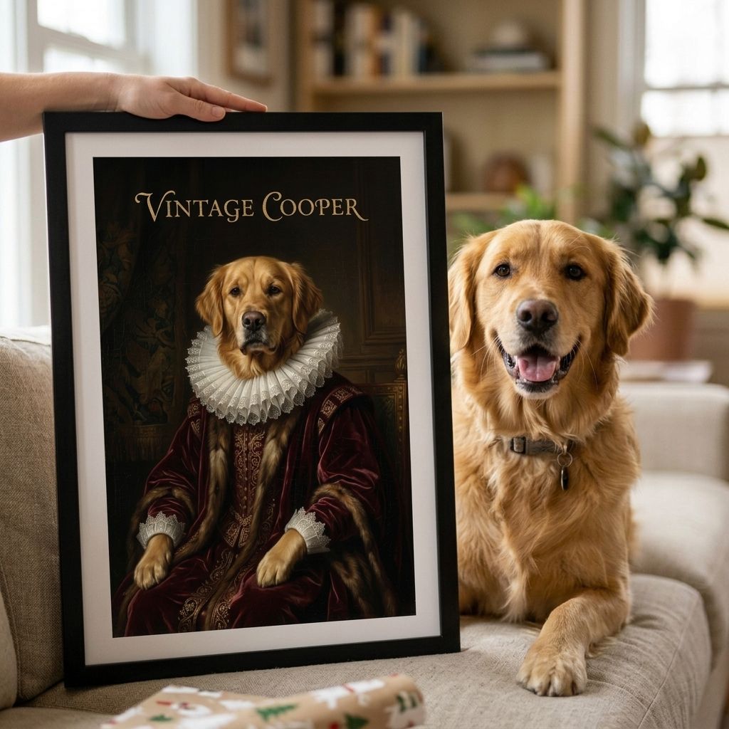 gepersonaliseerde ai foto kader   hond renaissance