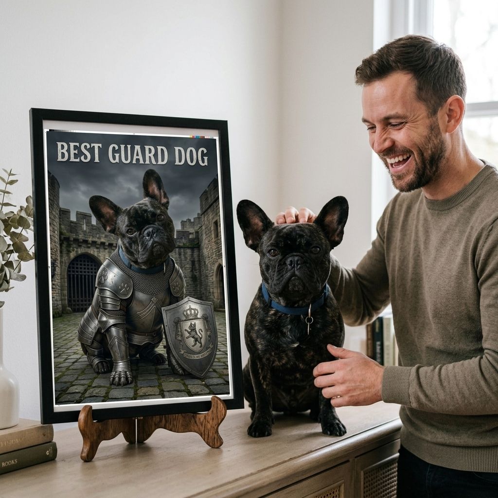 gepersonaliseerde ai foto kader   hond ridder