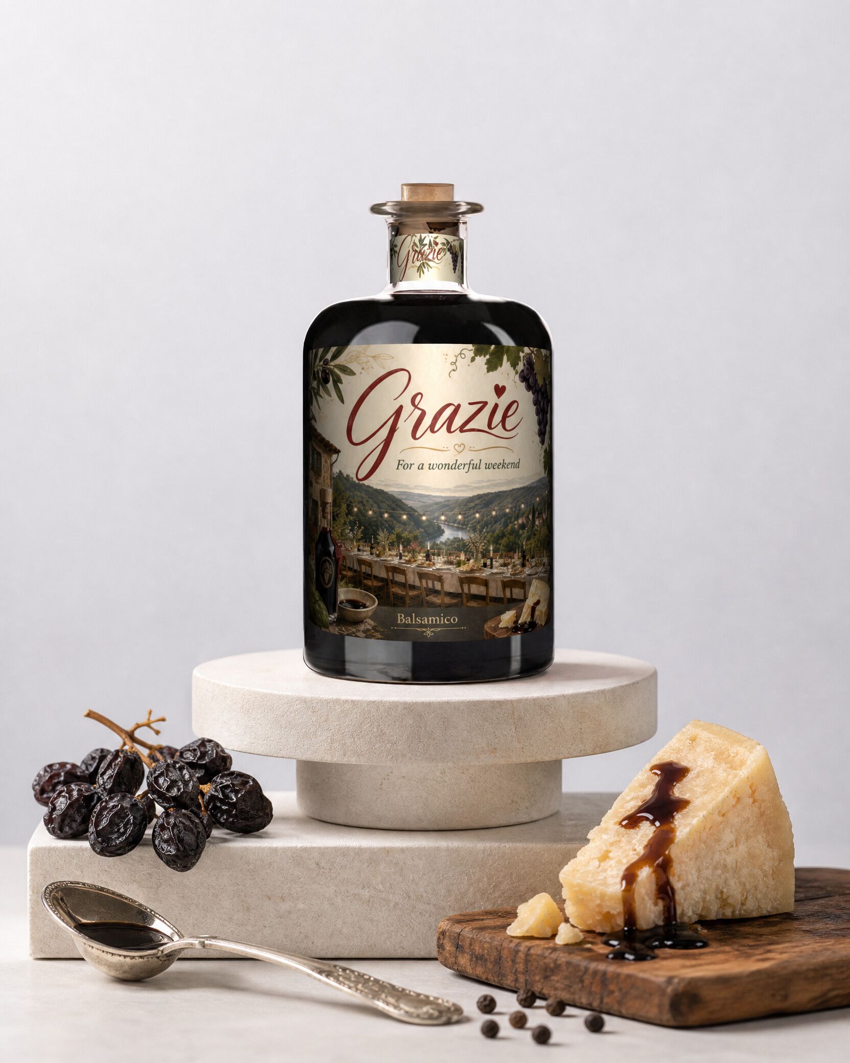 Gepersonaliseerde balsamico als bedankje met Grazie-etiket