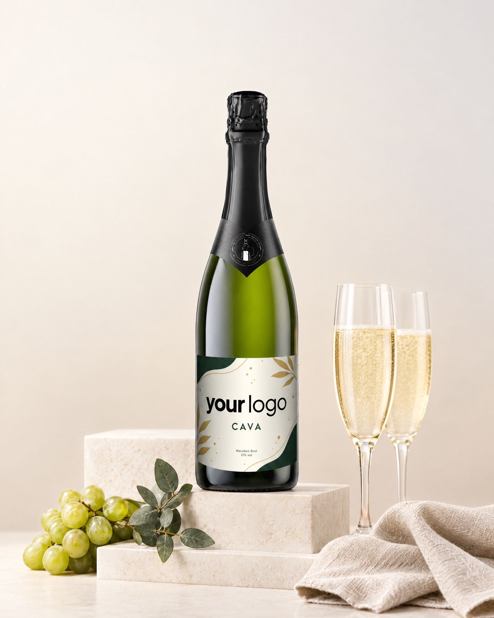Gepersonaliseerde cava met bedrijfslogo als relatiegeschenk