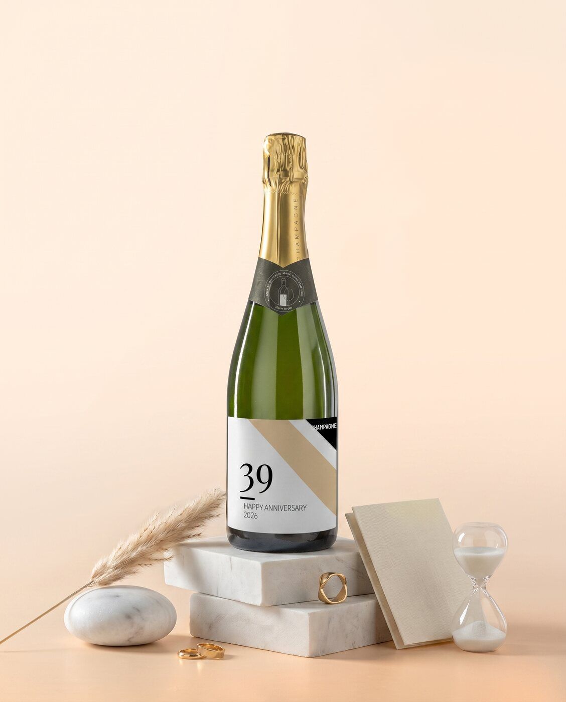 Personalised champagne with a birthday year label
