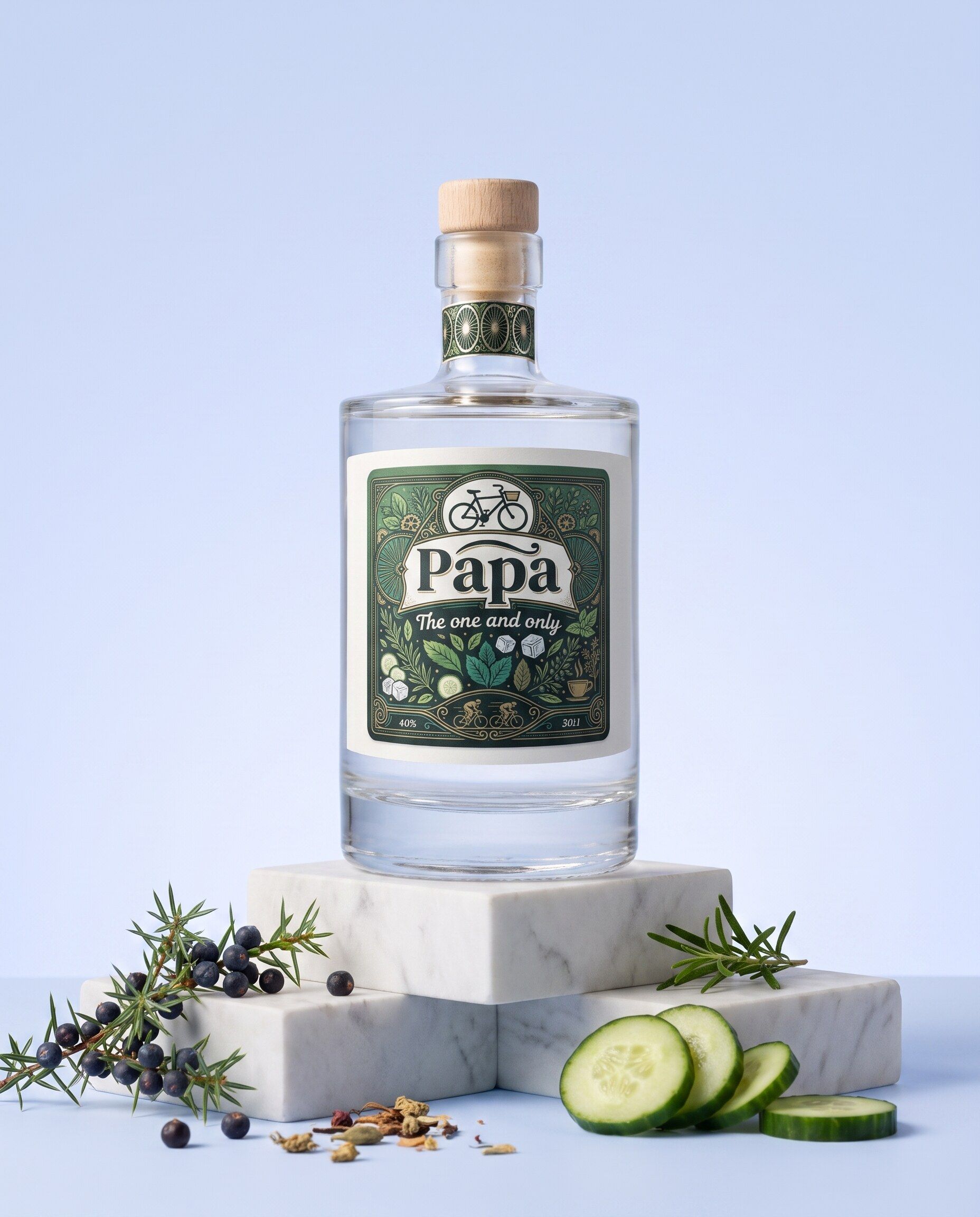 Gepersonaliseerde gin met een AI-etiket als cadeau voor papa