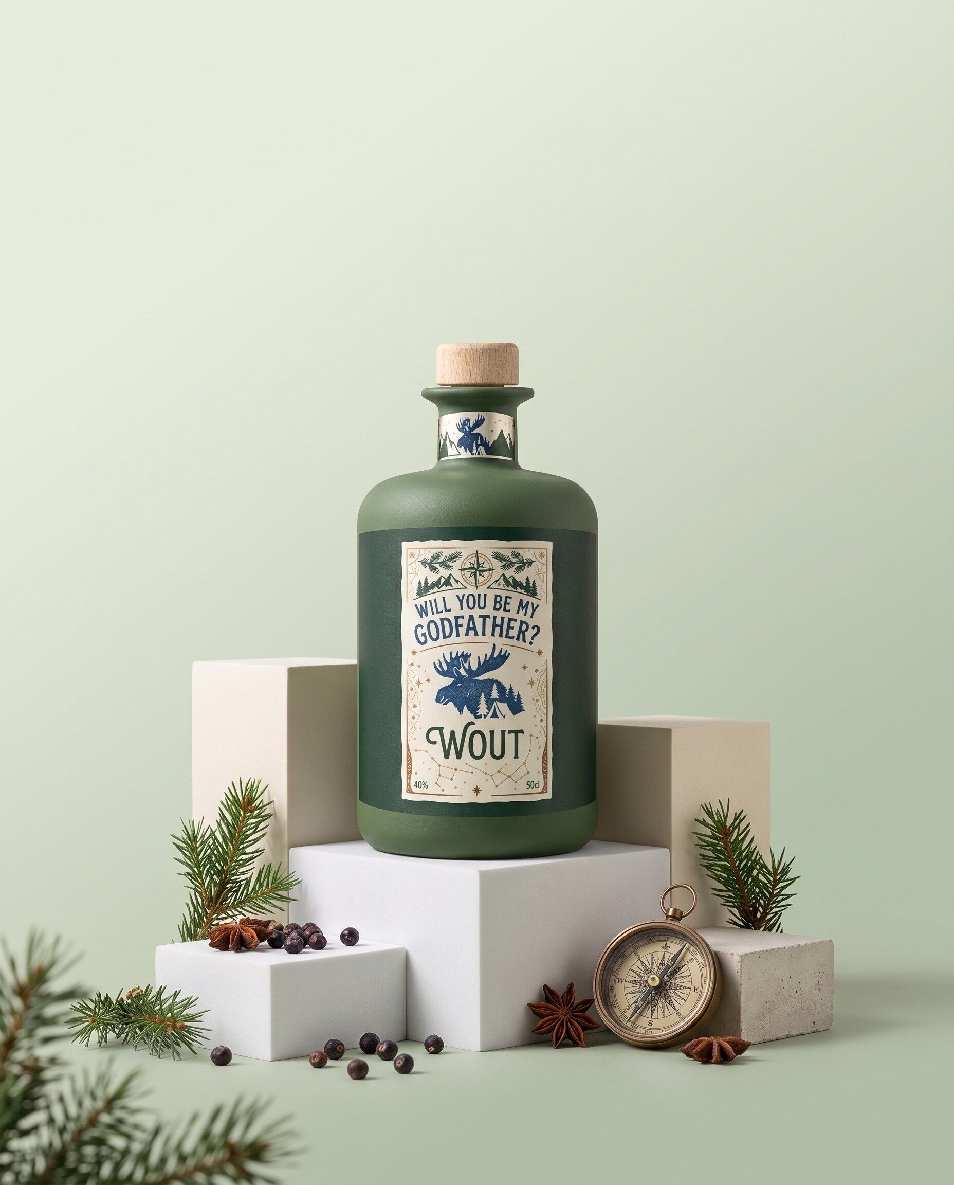 Gepersonaliseerde gin om iemand peter te vragen