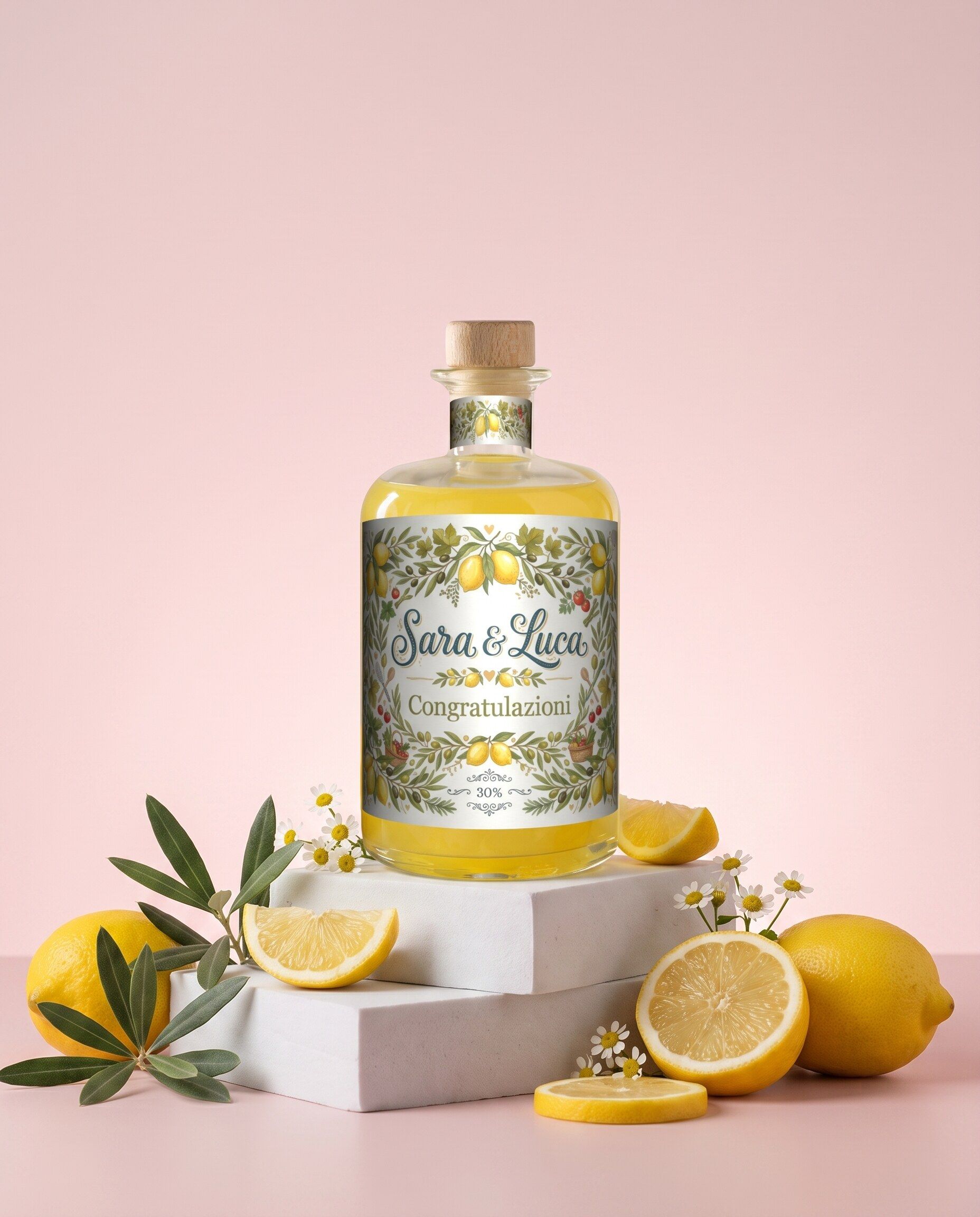 Gepersonaliseerde limoncello als huwelijkscadeau