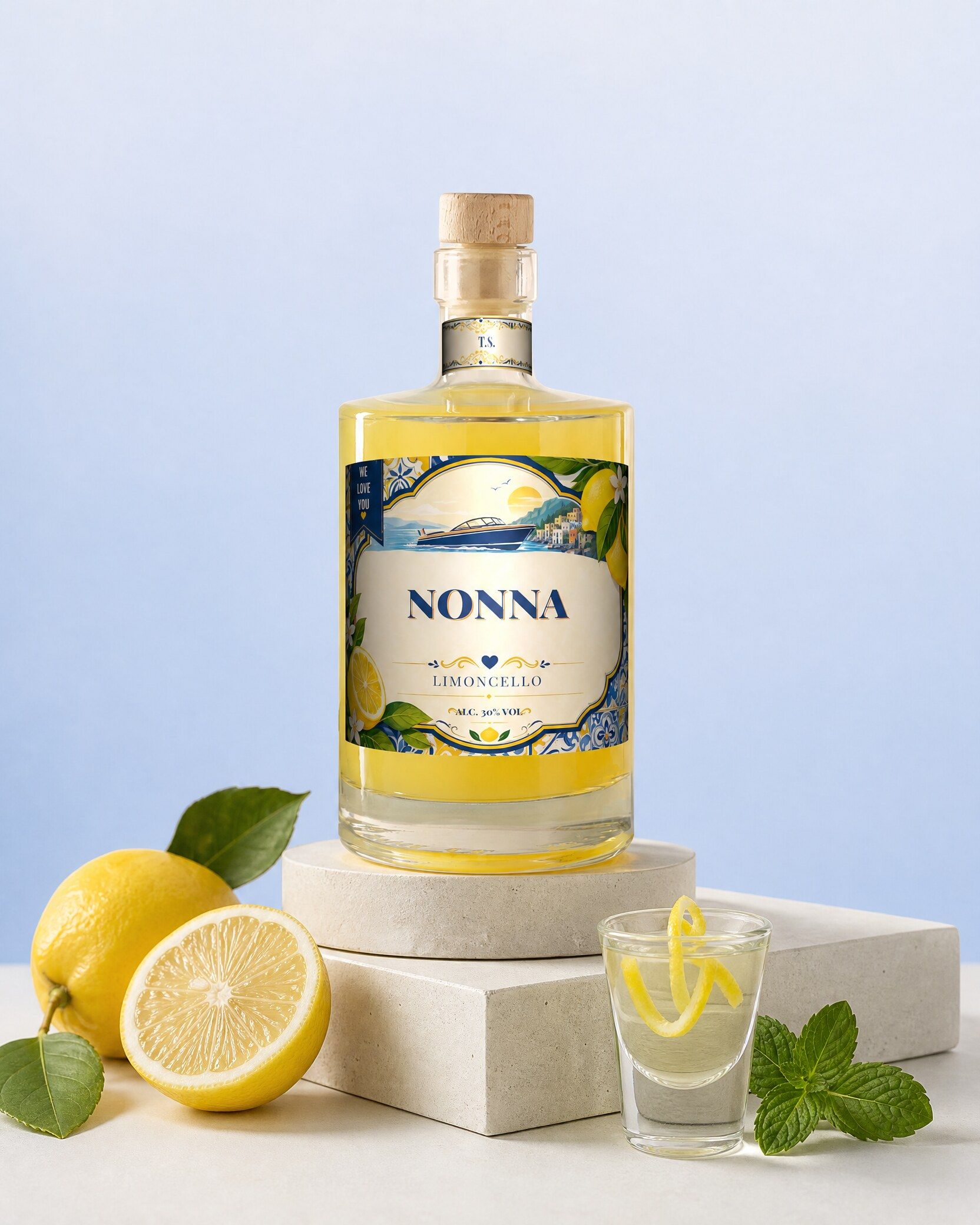 Gepersonaliseerde limoncello als cadeau voor oma