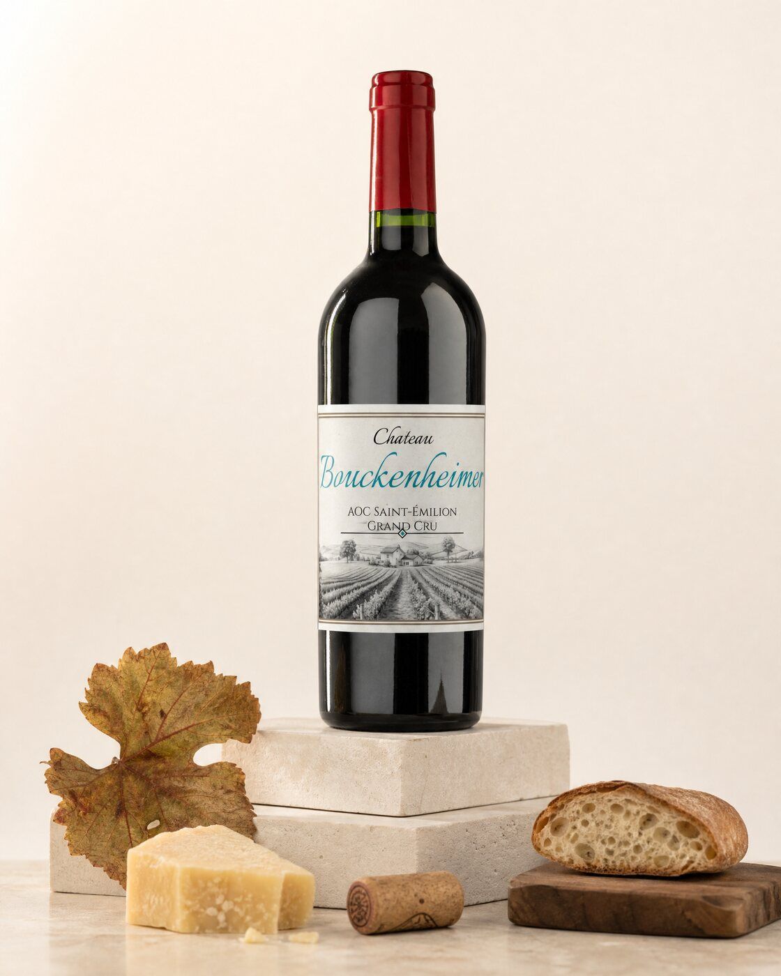 Personalised red wine with a classic chateau label