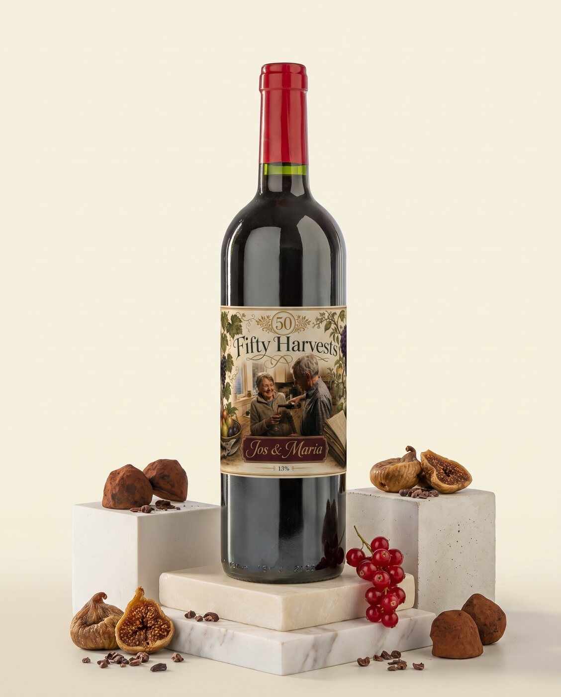Personalised red wine with your own photo of your grandparents