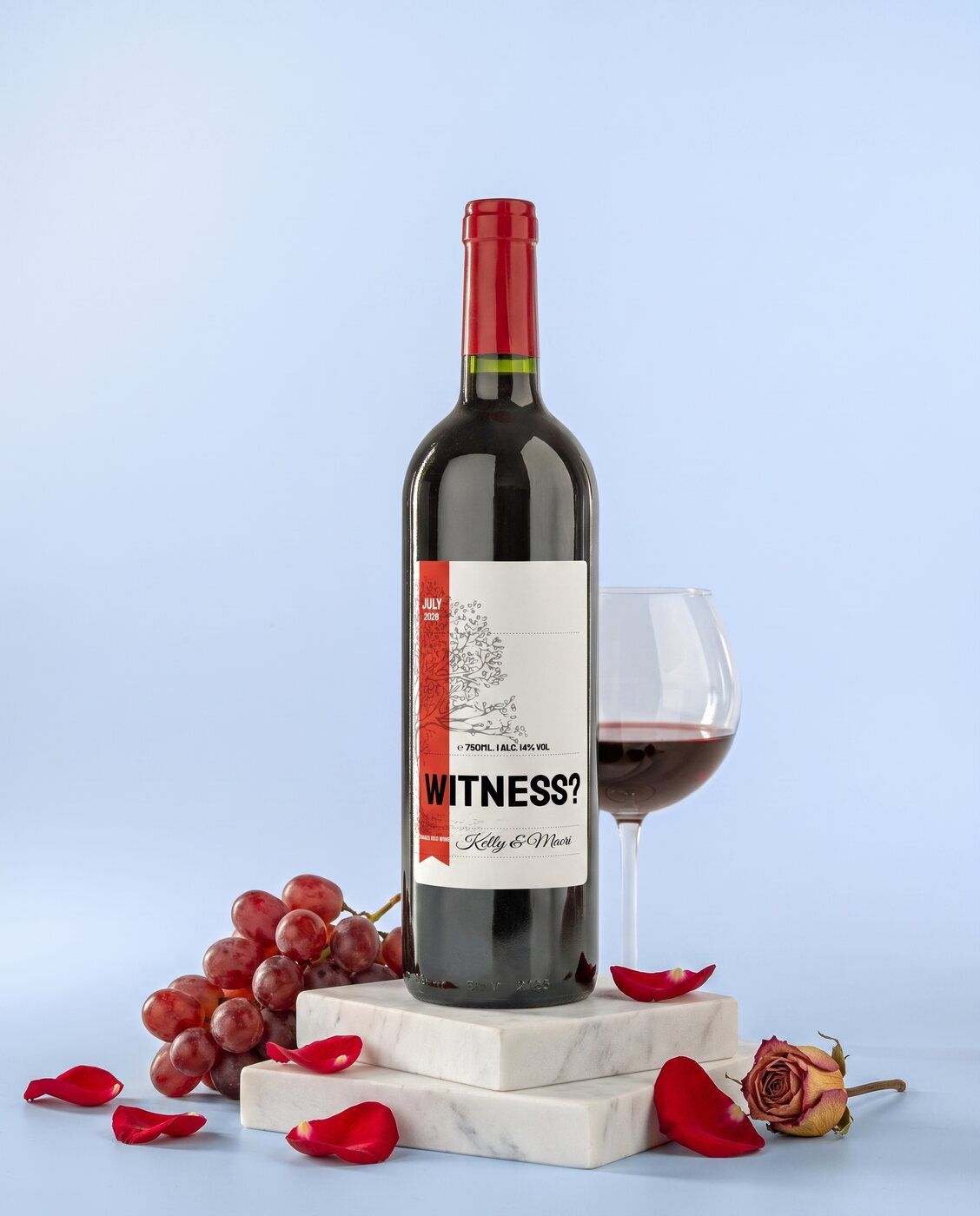 Personalised red wine bottle to ask someone to be your groomsman