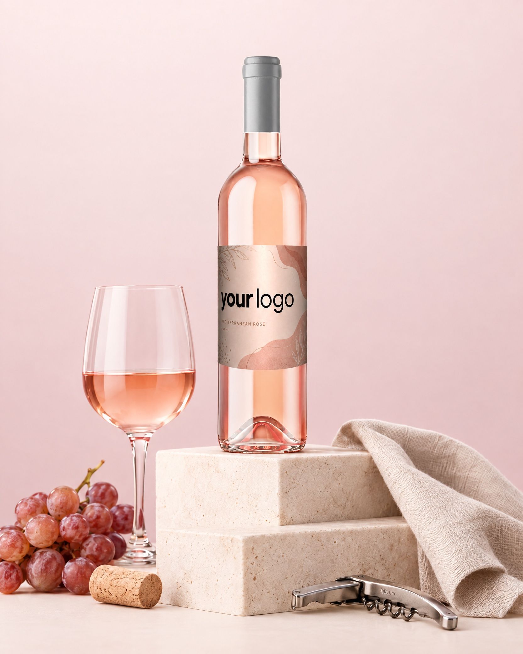 Gepersonaliseerde rosé wijn met bedrijfslogo als relatiegeschenk
