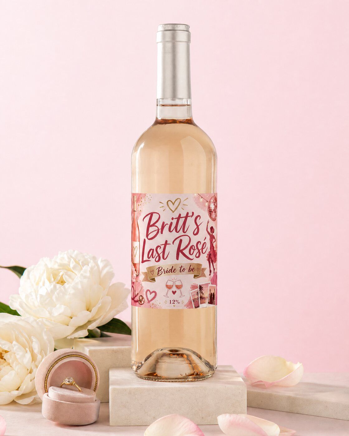 Personalised beer rosé wine bottle as a bachelor party gift