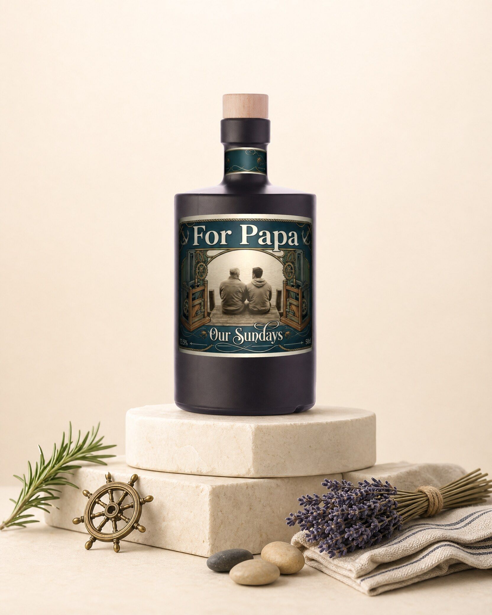 Gepersonaliseerde rum met een eigen foto van papa op het etiket