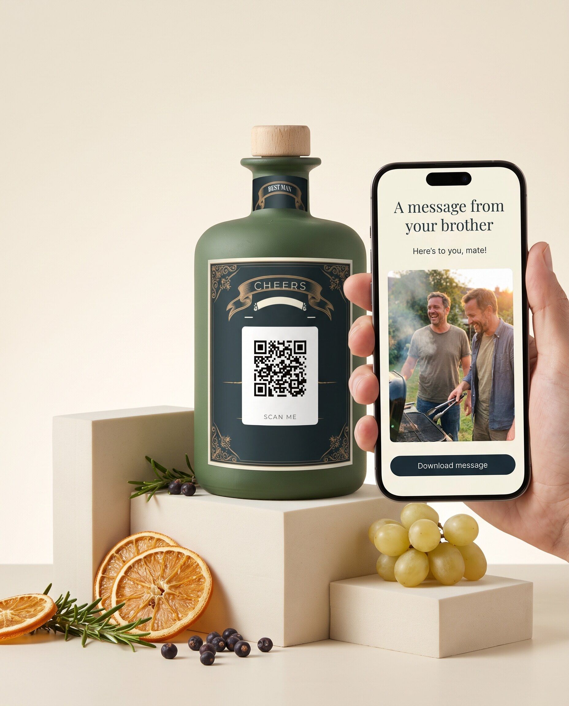 Gepersonaliseerde rum met QR-code voor een videoboodschap