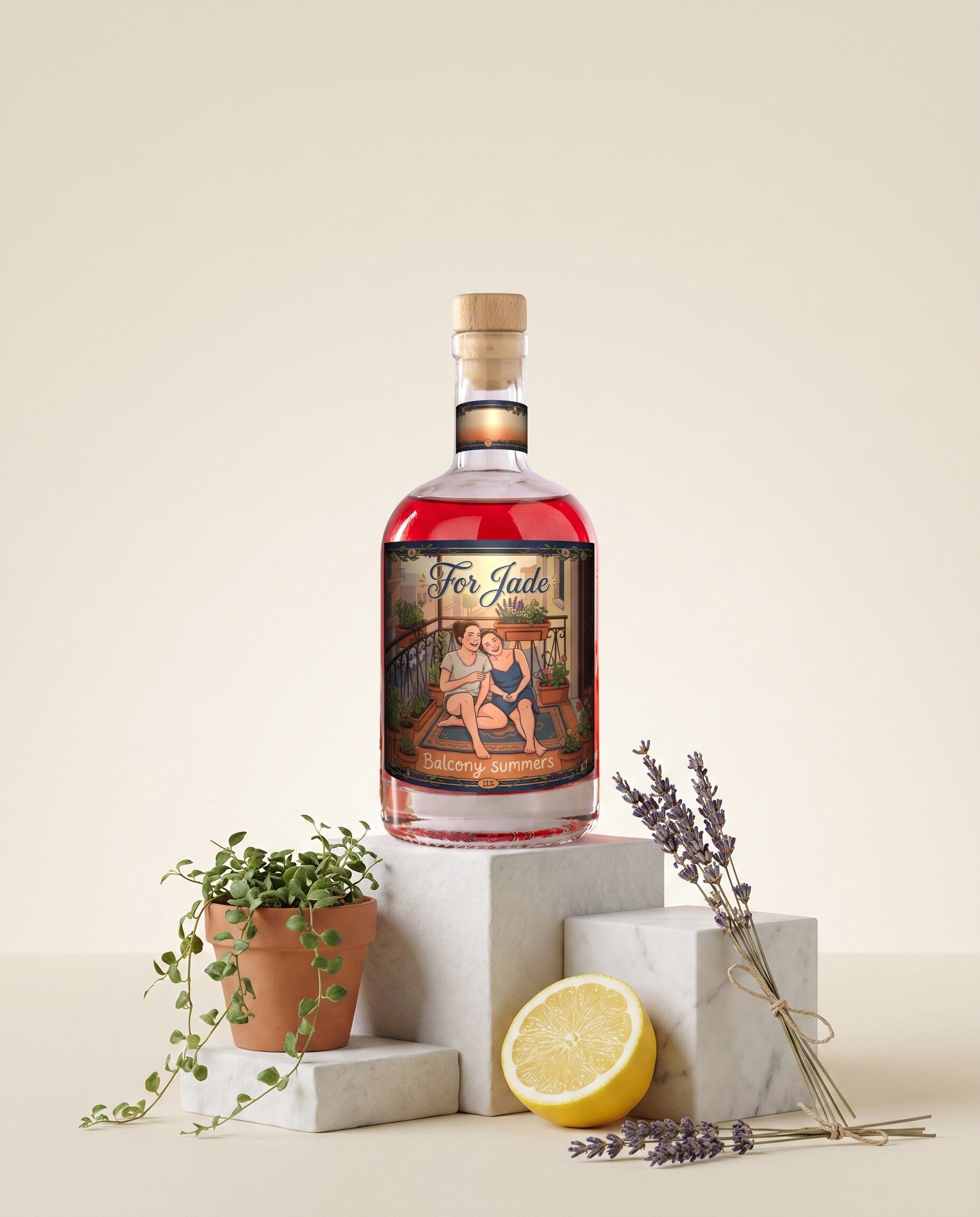 Gepersonaliseerde spritz met een eigen foto van vriendinnen