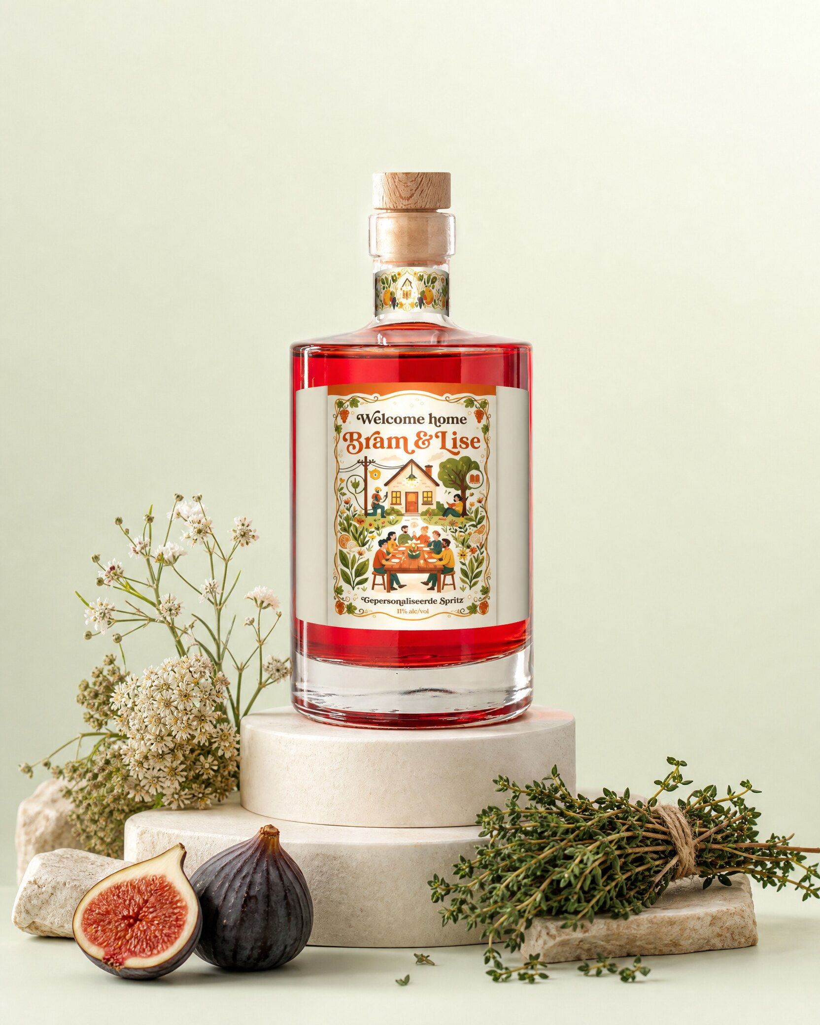 Gepersonaliseerde spritz als housewarmingcadeau