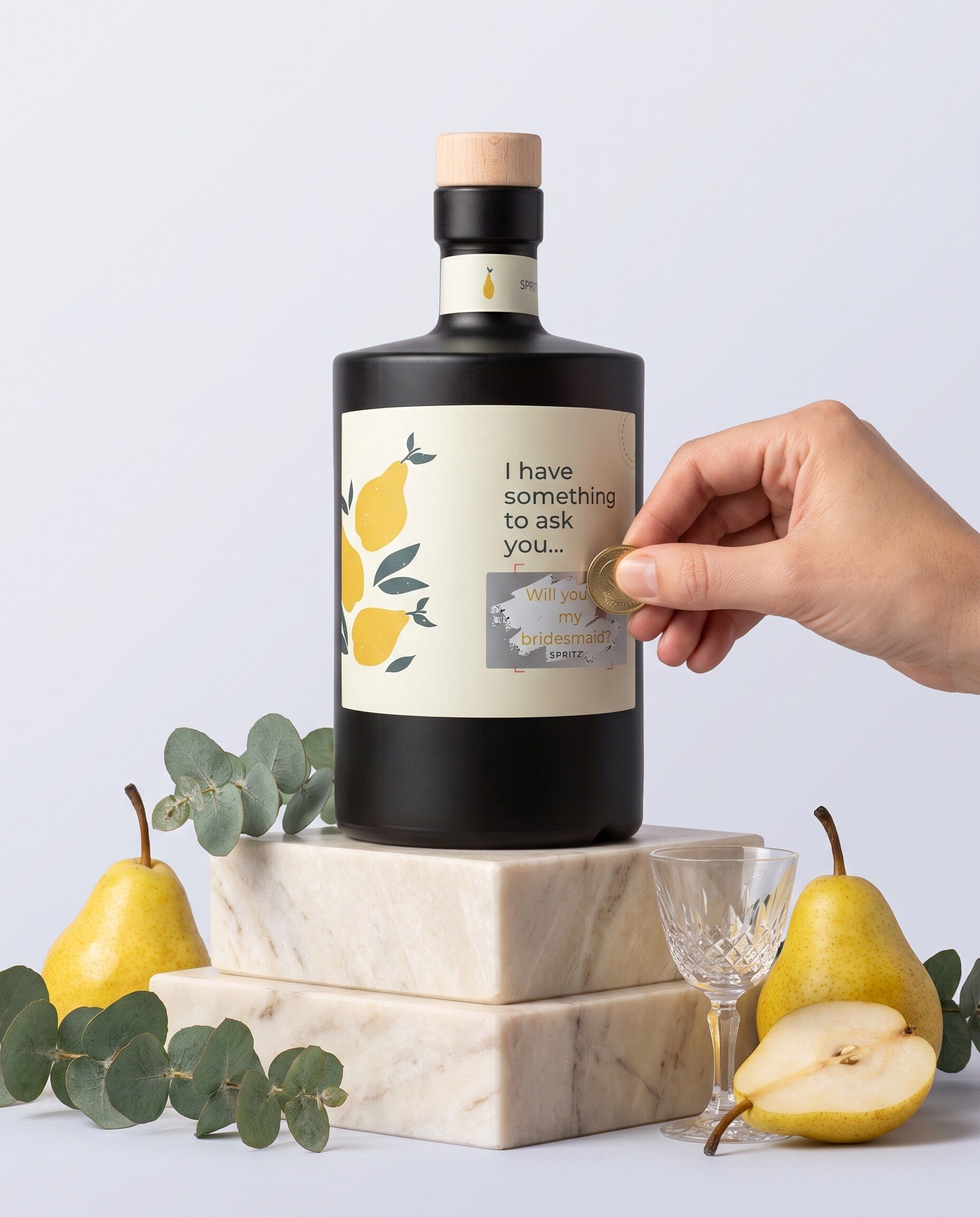 Gepersonaliseerde spritz met kraslaag om iemand bruidsmeisje te vragen