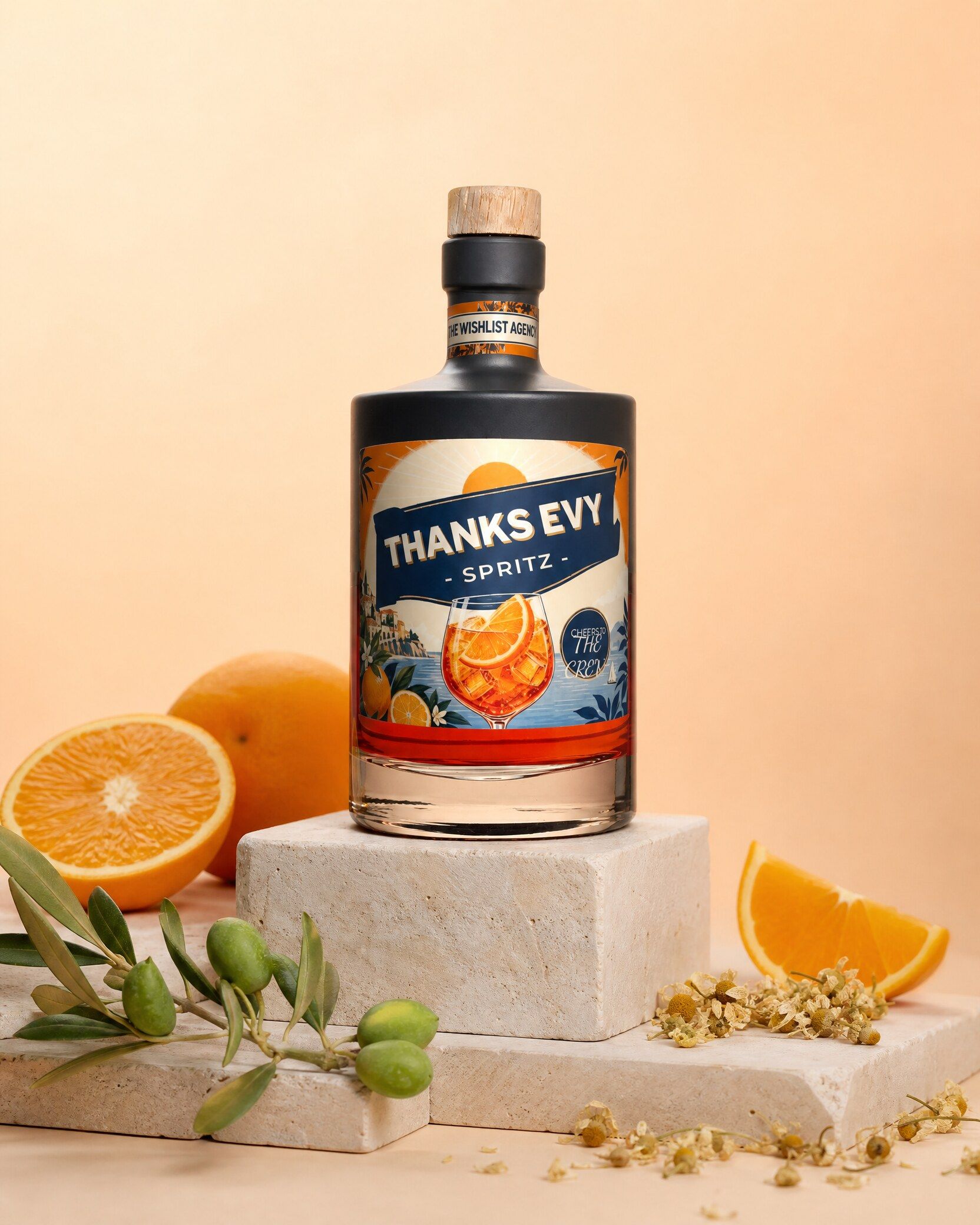Gepersonaliseerde spritz met Riviera-etiket