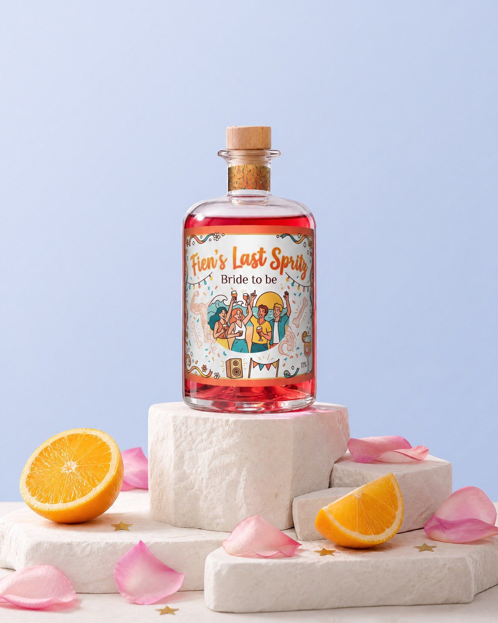 Gepersonaliseerde spritz voor een vrijgezellenfeest