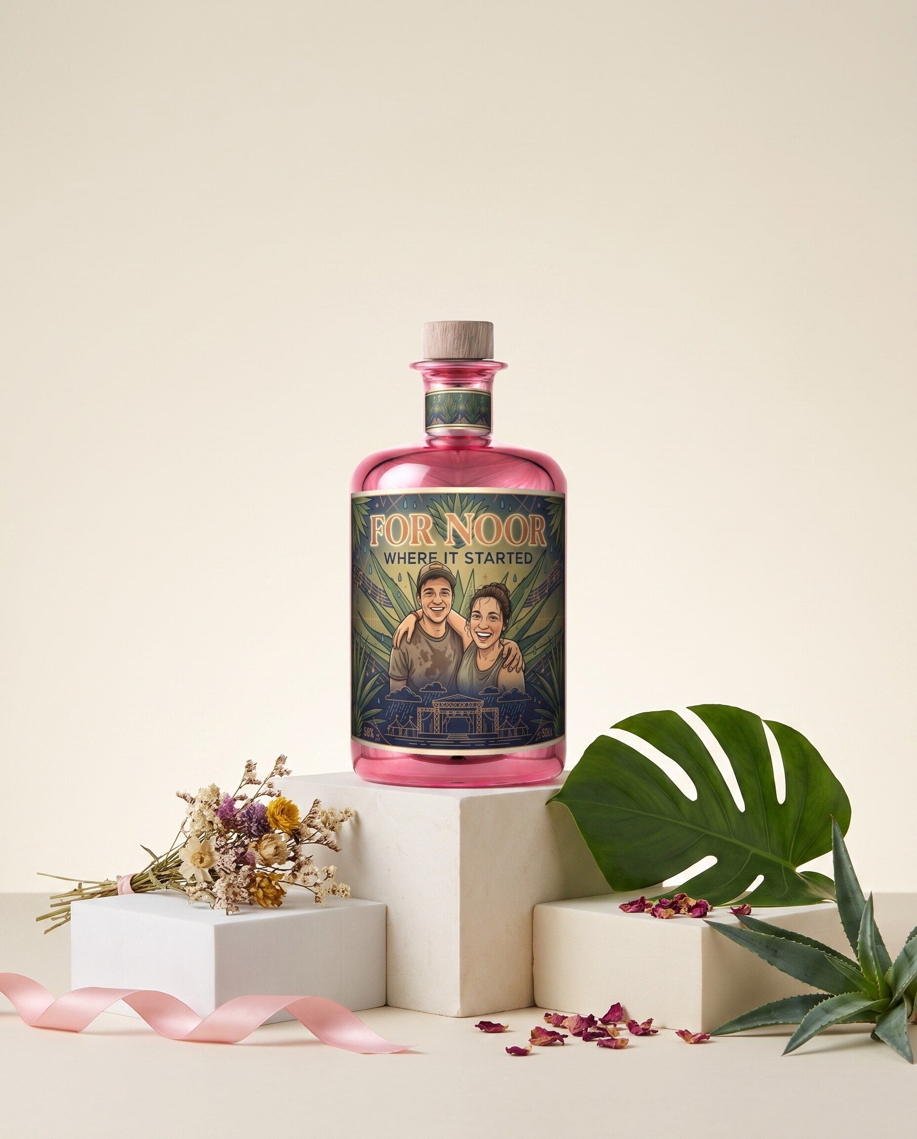 Gepersonaliseerde tequila met een eigen foto van een koppel
