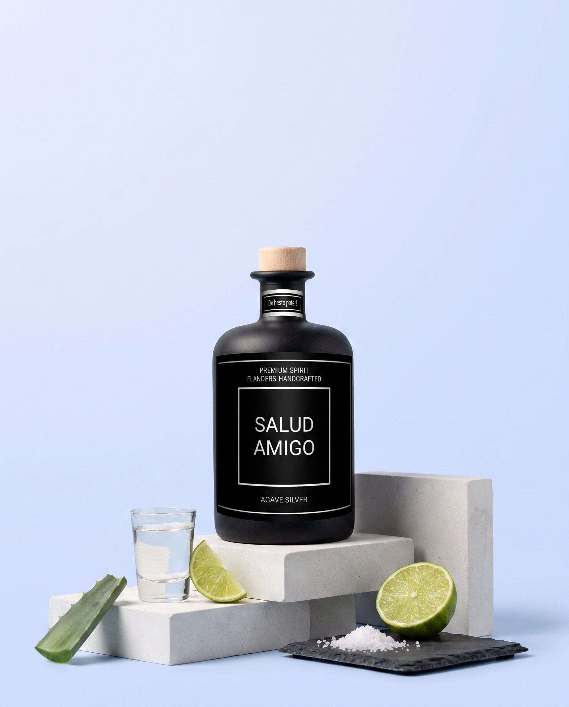 Gepersonaliseerde tequila met Salud-etiket