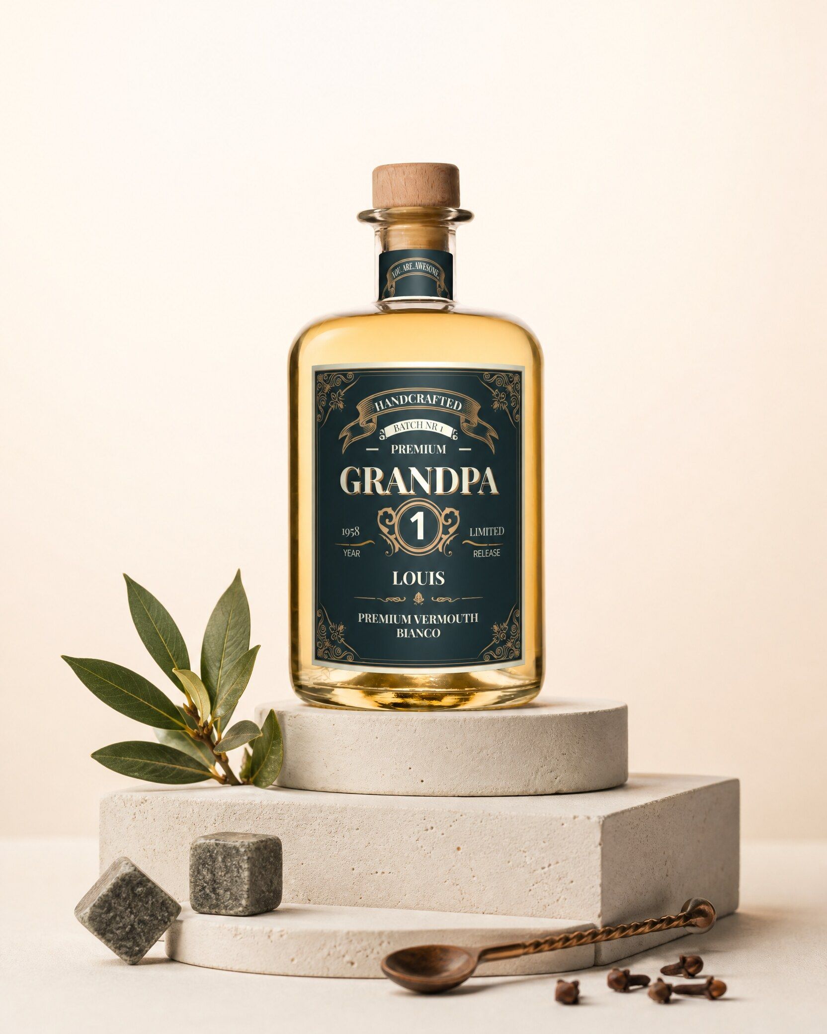 Gepersonaliseerde vermouth als cadeau voor opa