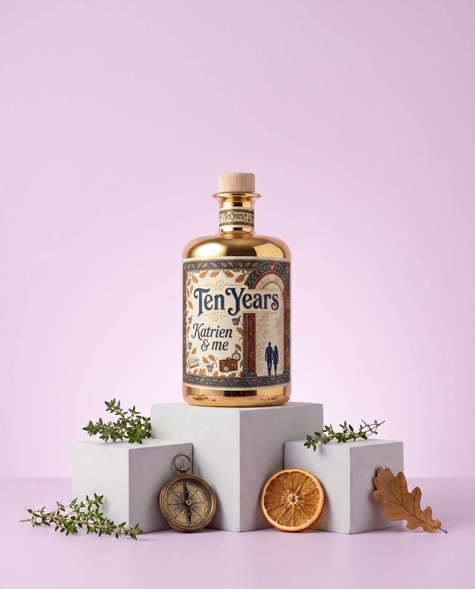 Gepersonaliseerde vermouth voor een huwelijksverjaardag