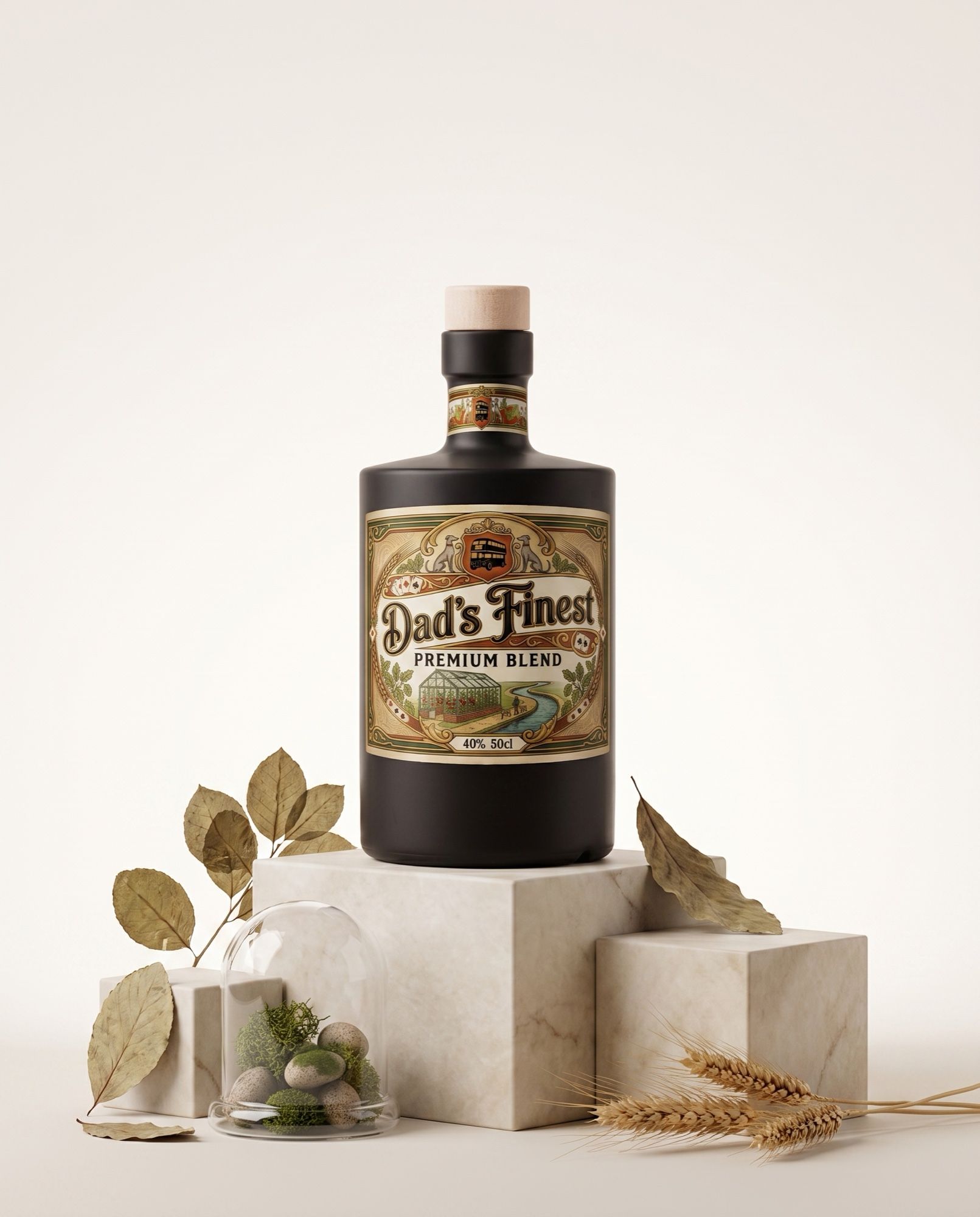Gepersonaliseerde whisky voor papa met een etiket dat zijn hobby's verbeeldt