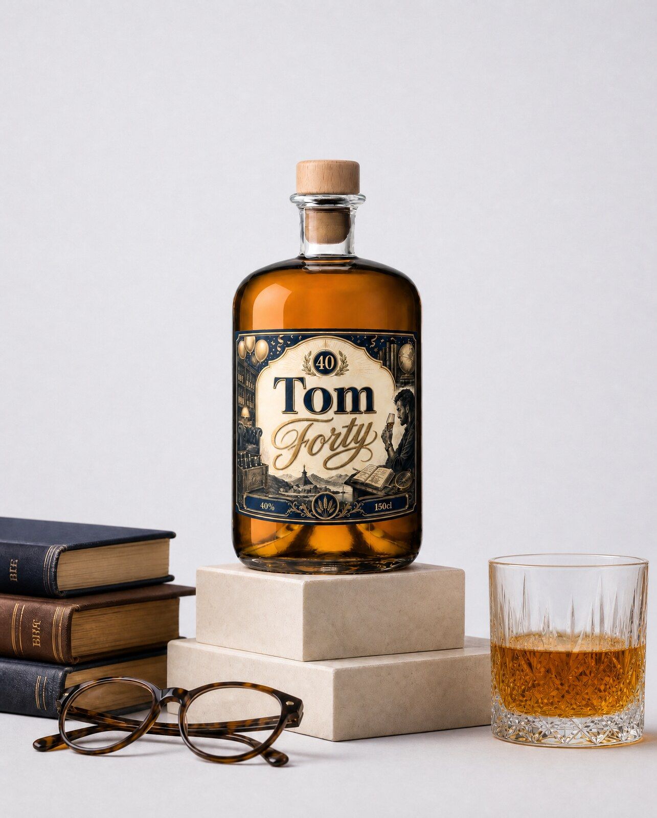 Gepersonaliseerde whisky magnum met een etiket voor een veertigste verjaardag