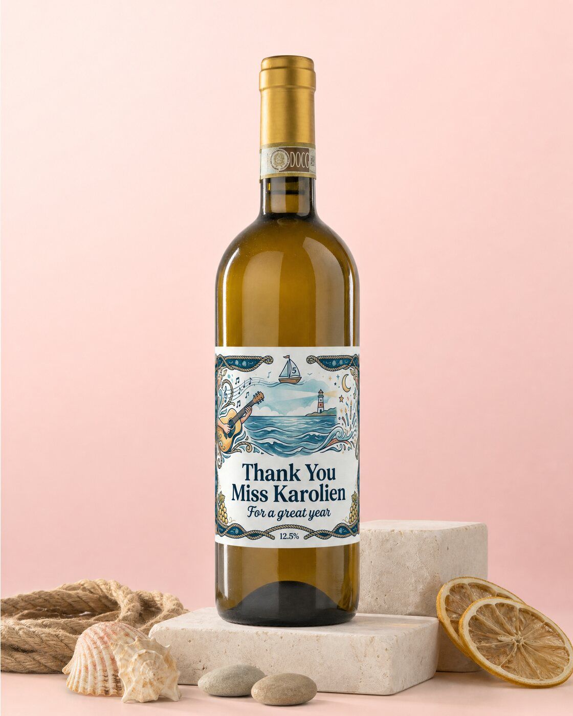 Personalised white wine to thank a teacher at the end of the school year