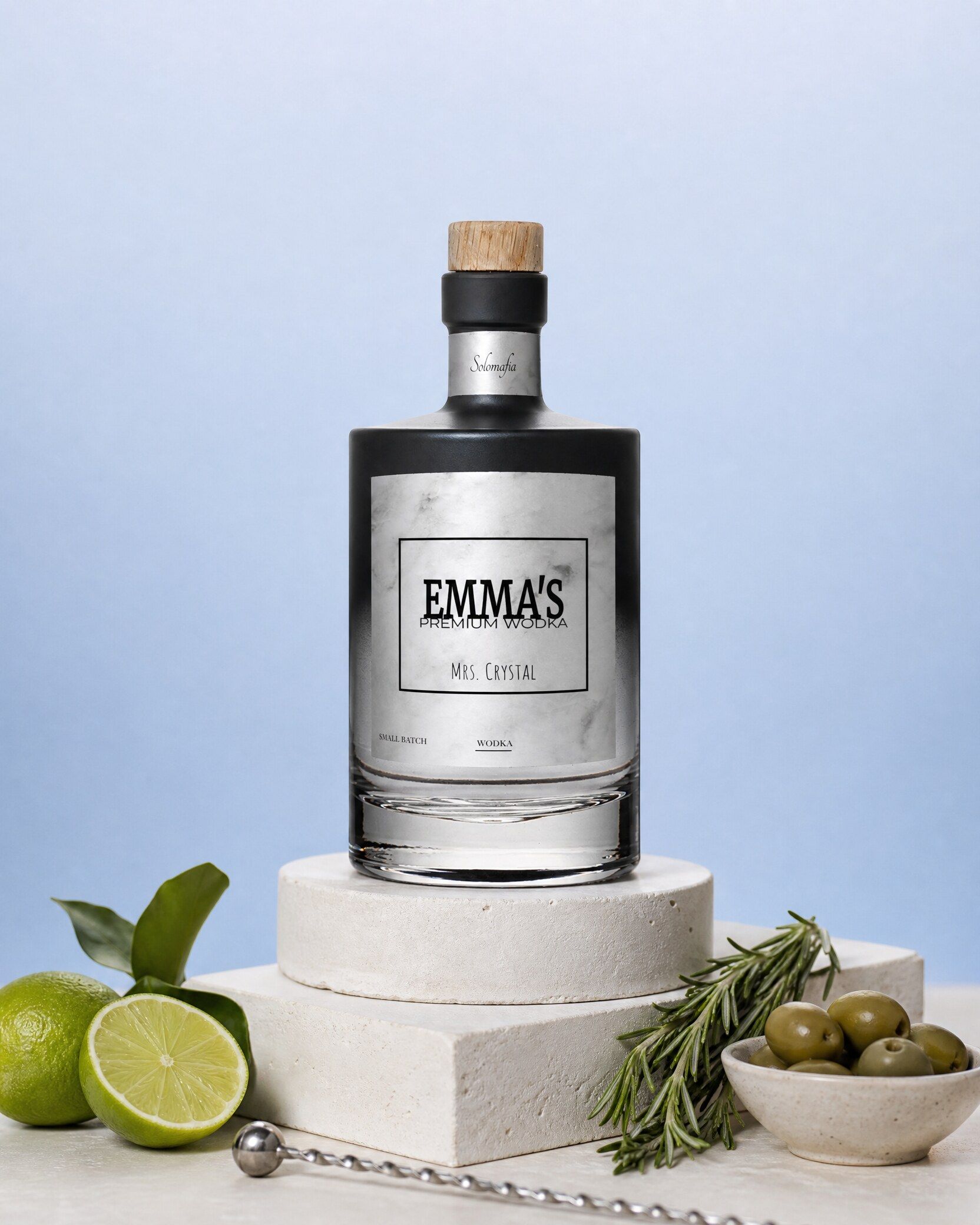 Gepersonaliseerde wodka met marmeren etiket