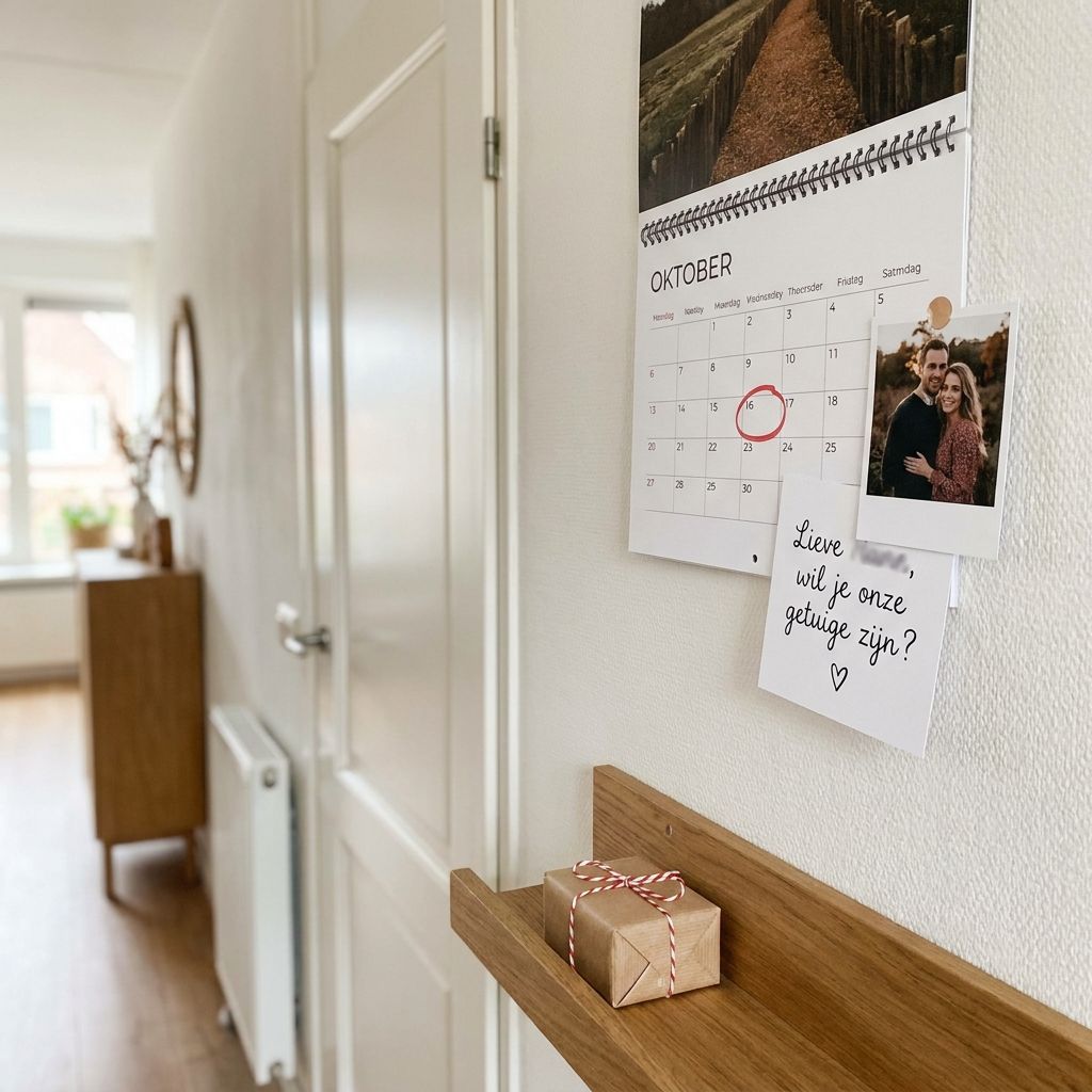 Kalender met omcirkelde datum toont het juiste moment om getuige te vragen