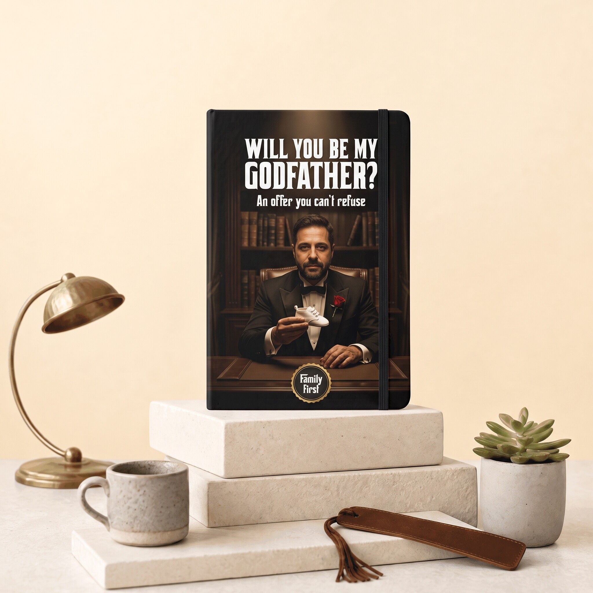 Gepersonaliseerde AI-boekcover 'Will you be my godfather?' in de stijl van The Godfather