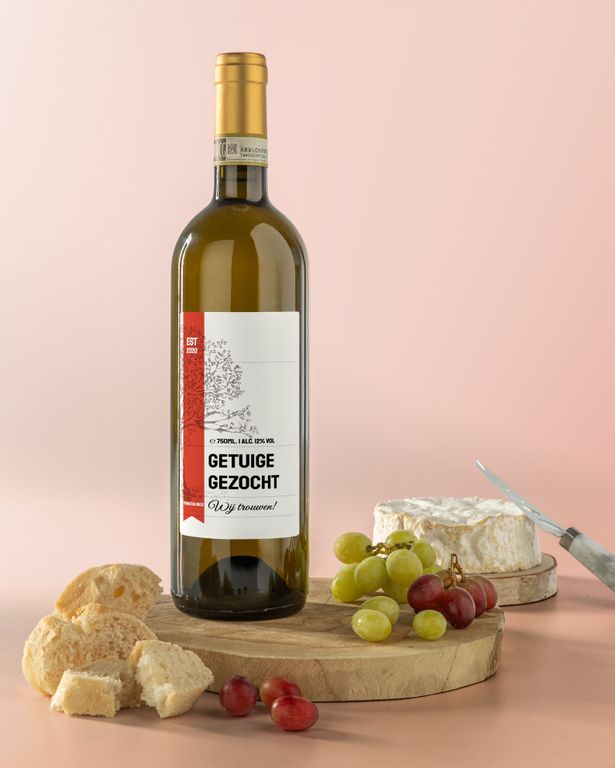 Gepersonaliseerde Witte Wijn als Wil Je Mijn Getuige Zijn Cadeau