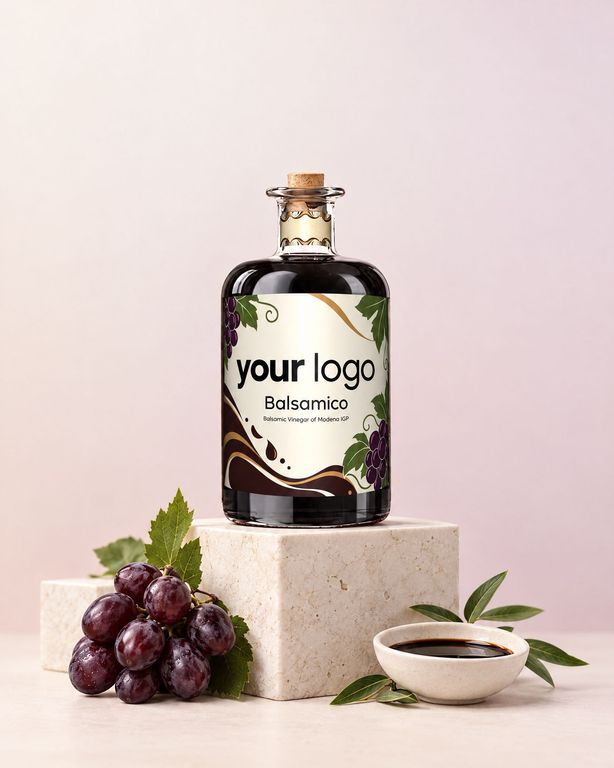 Gepersonaliseerde balsamico met bedrijfslogo als relatiegeschenk