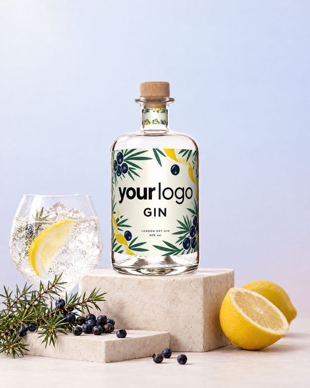Gepersonaliseerde gin met bedrijfslogo als relatiegeschenk