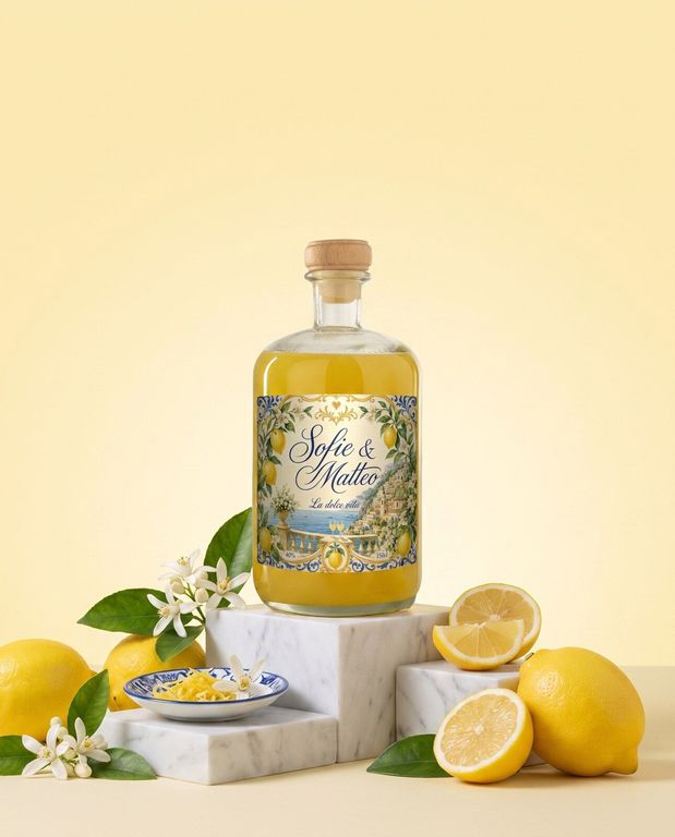 Gepersonaliseerde limoncello magnum van anderhalve liter als huwelijkscadeau