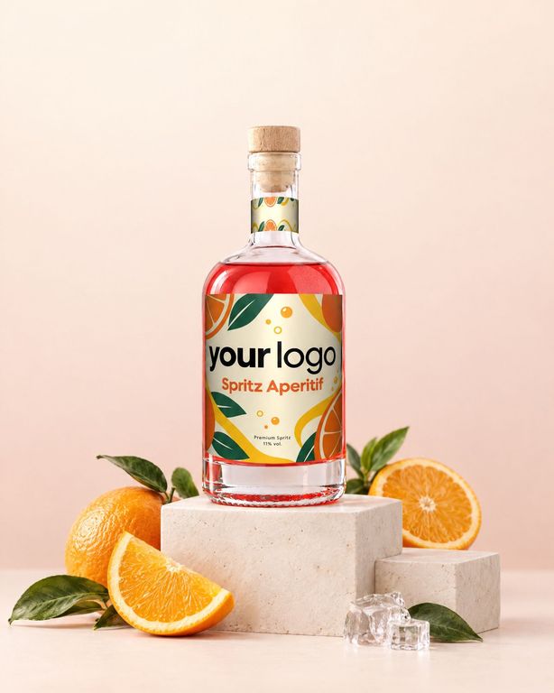 Gepersonaliseerde spritz met bedrijfslogo als relatiegeschenk